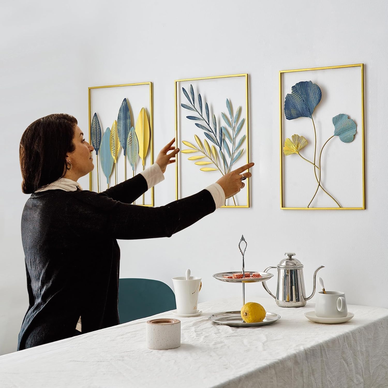 FUNTEREST Handcrafted Metal Wall Decoration|Decorative Wall Hanging Art Decor Leaf Sculpture For Living Room Bedroom Office&Entryway, 49 Cm 5