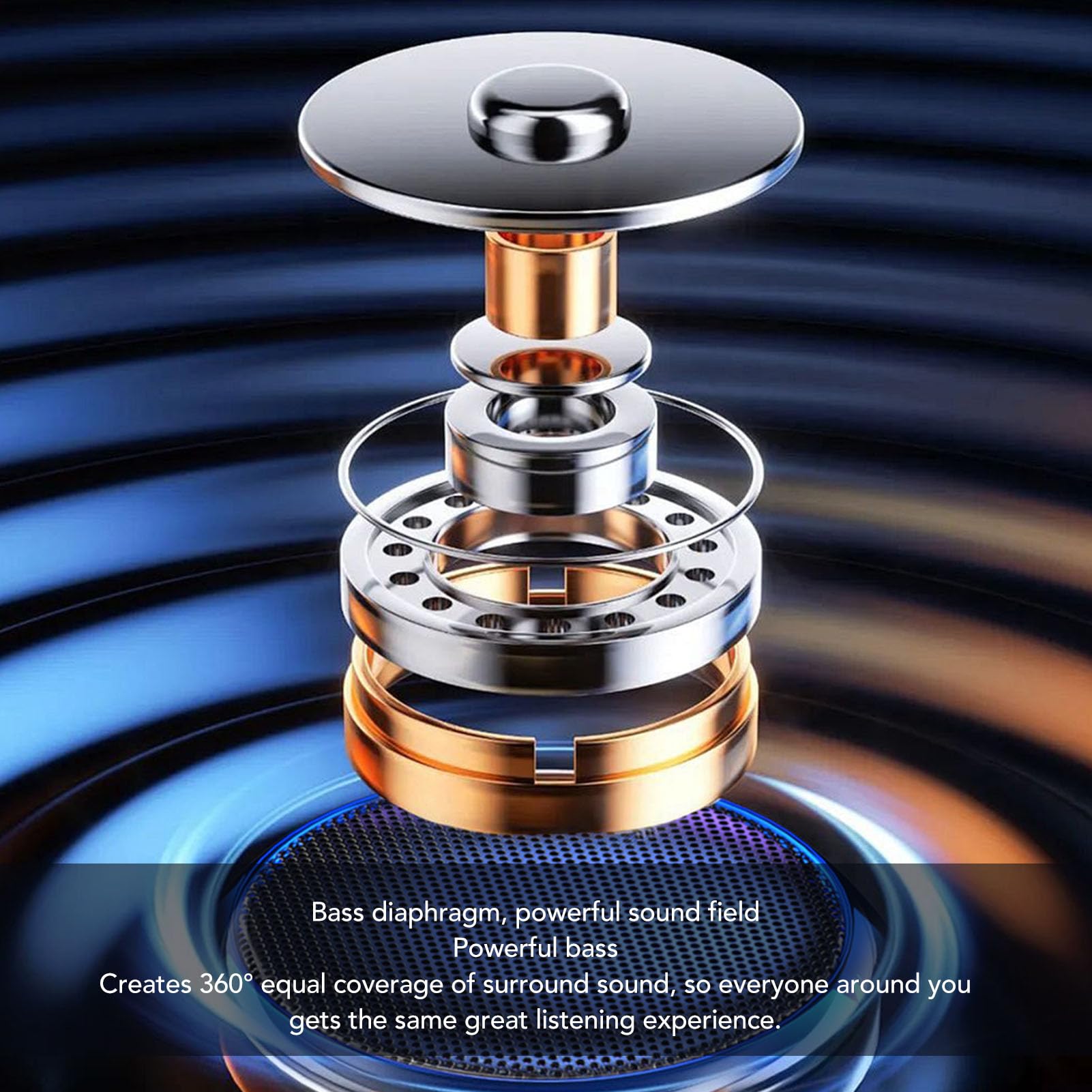 Gugxiom Small Speaker, Portable Bluetooth Speaker, Mini Small Metal Speakers, Bass, 360 Degree Surround, for Hiking, Biking, Home (Silver) 6