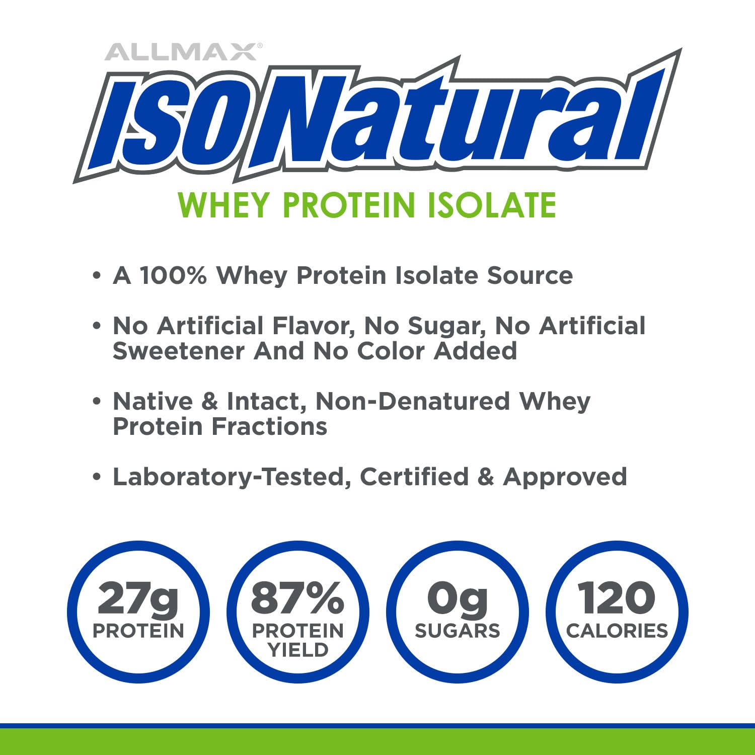 ALLMAX ISONATURAL Whey Protein Isolate, Vanilla - 5 lb - 27 Grams of Protein Per Scoop - Zero Fat & Sugar - 99% Lactose Free - with Prebiotics - No Artificial Flavors - Approx. 73 Servings 4