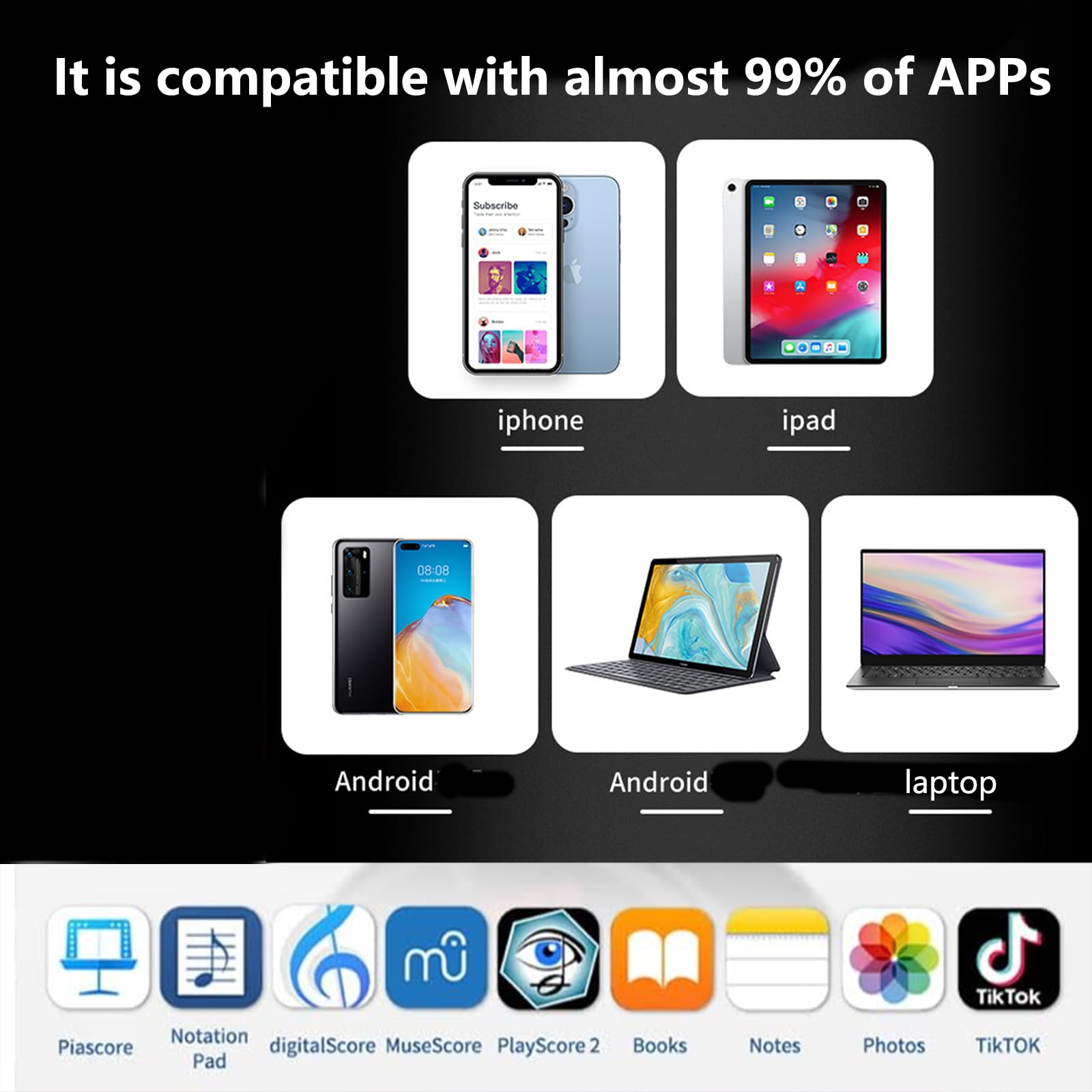 Wireless Page Turner Pedal, Bluetooth Page Turner, Portable Smart Bluetooth Music Foot Pedal, Hand Free Sheet Music Reading Page Turns for iPad Tablet Android IOS Phones Music Scores E-books PPT 4