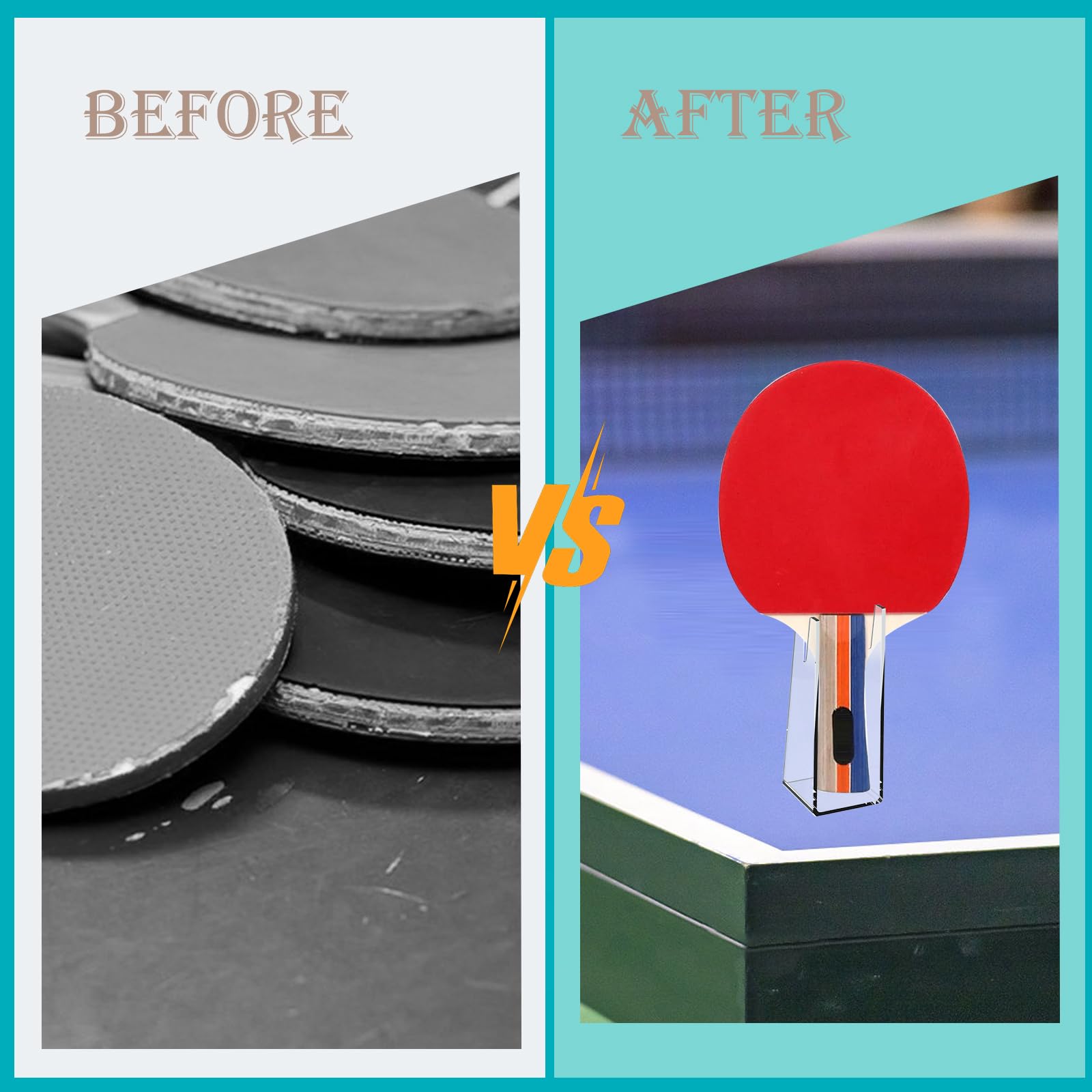 JoyHuaTrade 2 PCS Acrylic Ping Pong Paddle Display Stand, Table Tennis Racket Display Holder, Clear Acrylic Table Tennis Racket Base Paddle Storage Rack Ping Pong Organizer 5