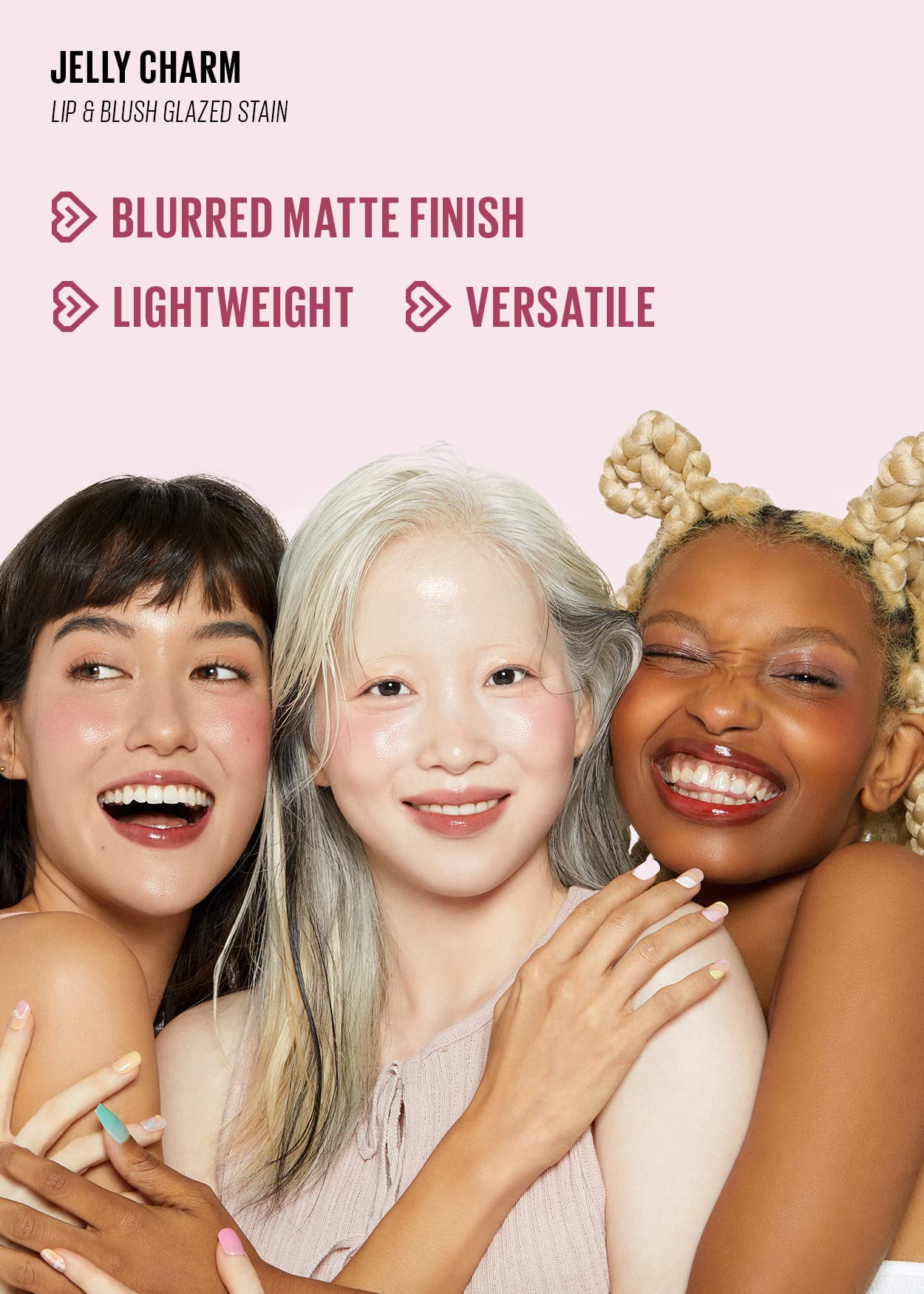 Kaja Lip & Blush Glazed Keychain Stain - Jelly Charm 05 Peach Fizz + Eye Bento Collection - Bouncy Eyeshadow Trio 17 Mauve Bouquet Bundle 5
