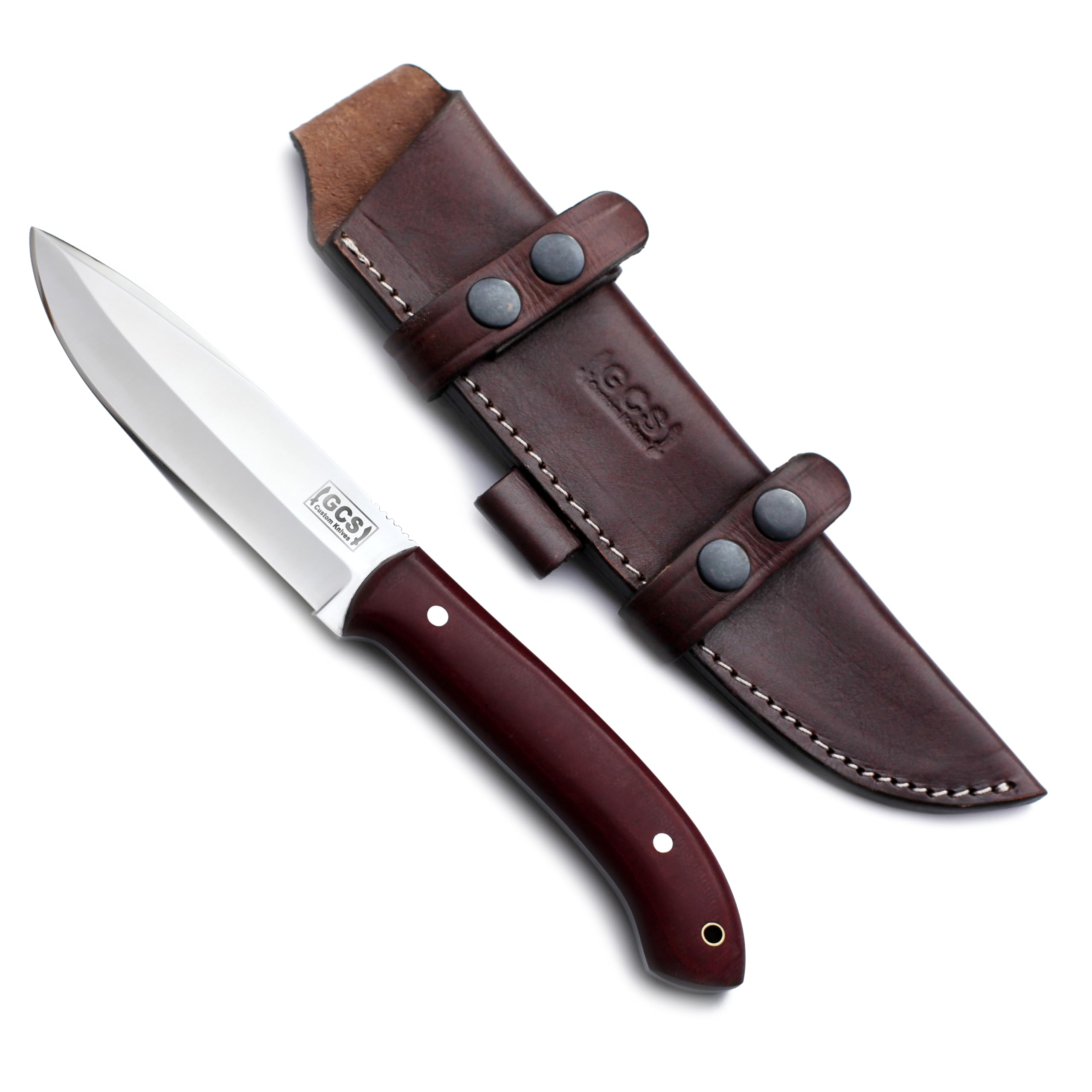 GCS Handmade Full Tang G10 Handle D2 Tool Steel Tactical knife Hunting Knife Camp Knife with leather sheath Full tang blade designed for Hunting & EDC GCS 163 3