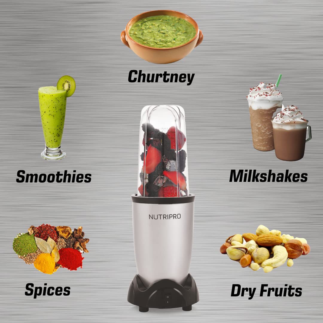 NutriPro Juicer Mixer Grinder - Smoothie Maker - 500 Watts (2 Jars, Silver)ABS 3