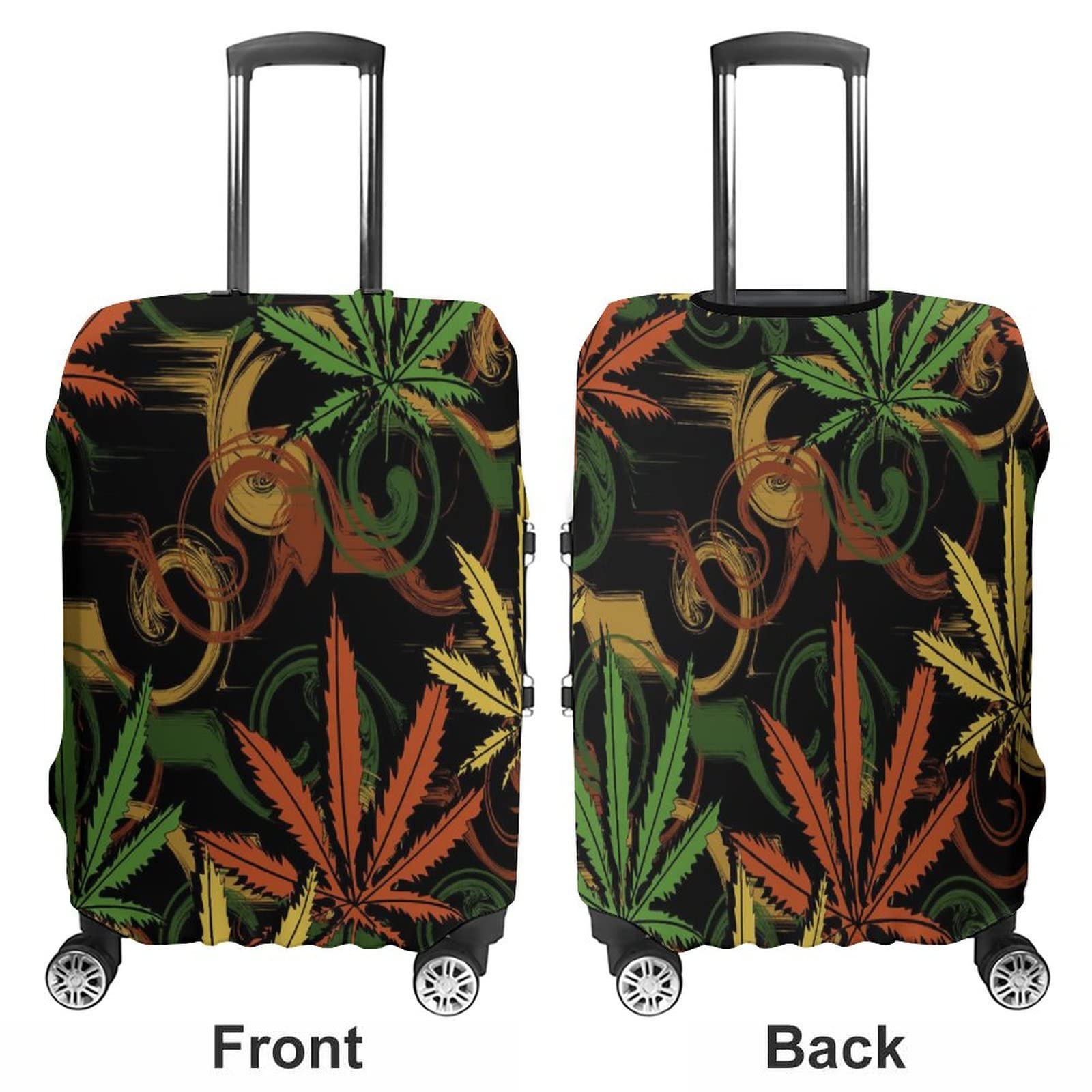 Rasta Weed Leaf Luggage Cover Washable Suitcase Protector Travel Essentials for 21/24/26/30/32 Inches Baggage L 4