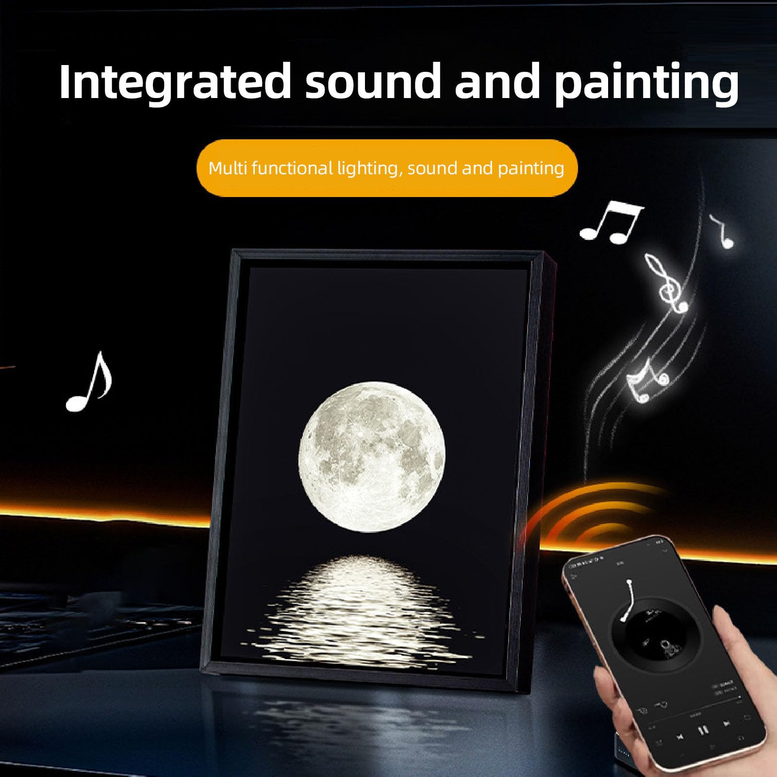 Night Light Moon BT Speaker 2 in 1 for Bedroom, 3Wx2 Clear Sound, Decorative Speaker, USB Powered, Romantic, with Soft Starlight Illumination, Ideal for Birthday 3