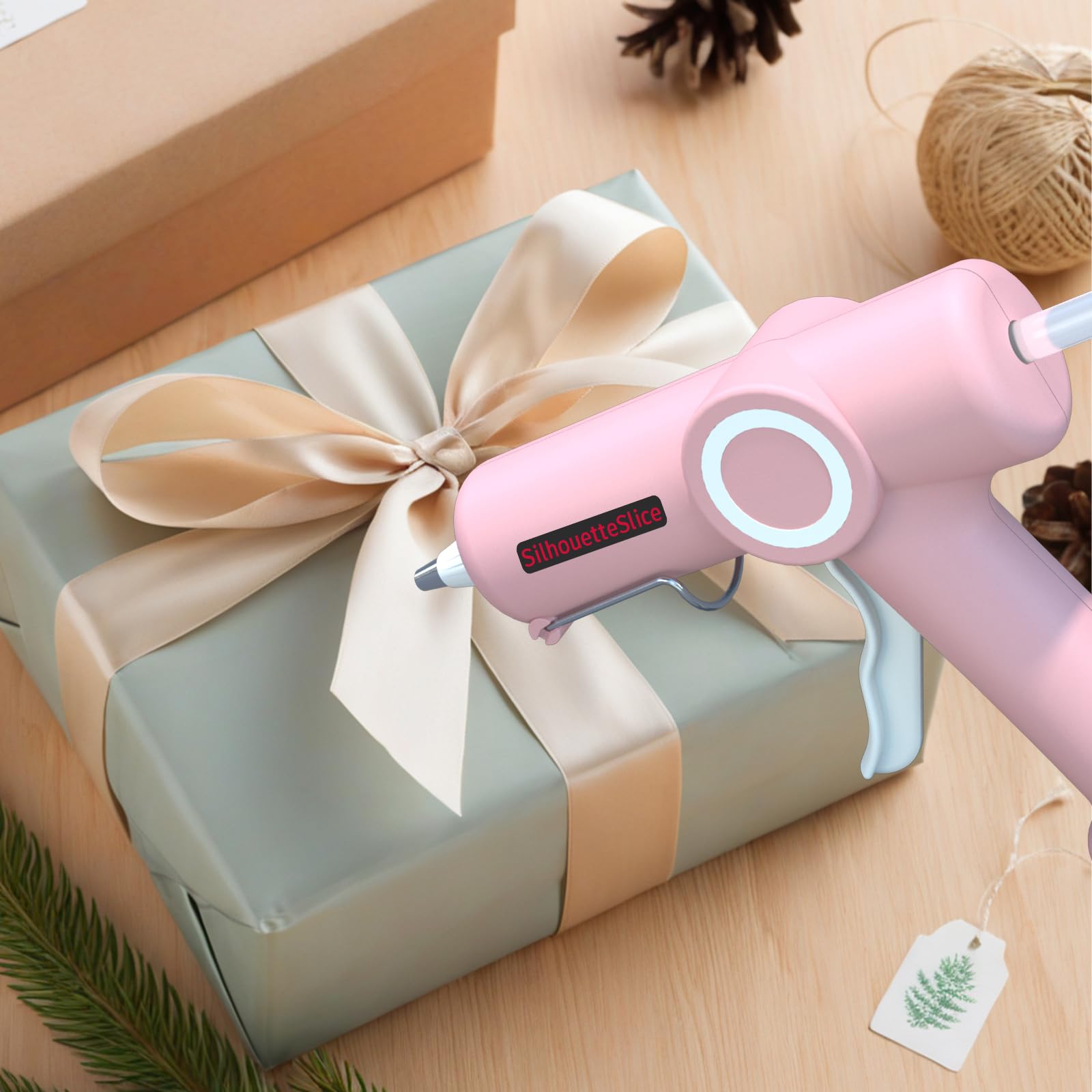 SilhouetteSlice 20W pink Hot Glue Gun Kit with 30 Clear Glue Sticks AC-Powered DIY Projects Home Repairs Fast Heating Drip-Free Precision Tool Set (Series HJ047) 5