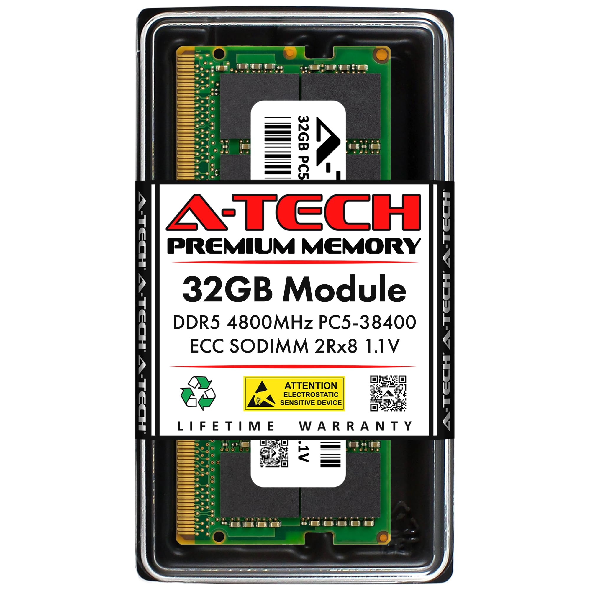 A-Tech 32GB RAM Replacement for HP N08504-001 | DDR5 4800MHz PC5-38400 ECC-SODIMM 2Rx8 1.1V 262-Pin ECC Unbuffered MicroServer Memory Module (N08504-001-ATC)