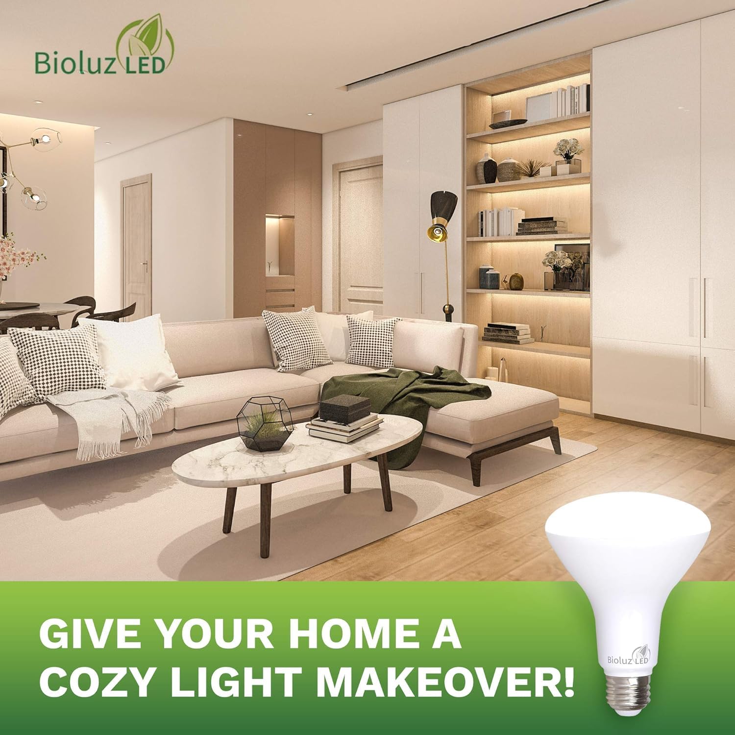 Bioluz LED Brightest BR40 LED Bulbs Instant ON Warm LED Energy Saving Bulbs, 17w (120w Replacement) 2700k Bulb 1400 Lumen, Indoor/Outdoor Smooth Dimmable Lamp UL Listed 4