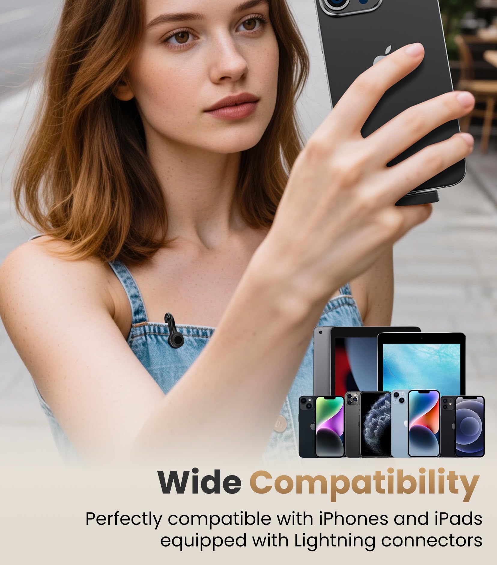 Tisino mini Wireless Lavalier Microphone for iPhone with Lighting Plug, Noise Reduction Mini Clip-on Lapel Mic with Charging Case, Portable for YouTube, TikTok, Vlog, Podcast, Interview，Black 5