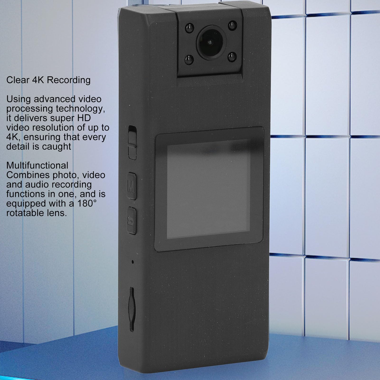 Body Camera, 4K Back Clip Body Camera with Audio and Video Recording, Body Cam with Night Vision, Intelligent Motion Detection, Wearable Camera for Cycling 3