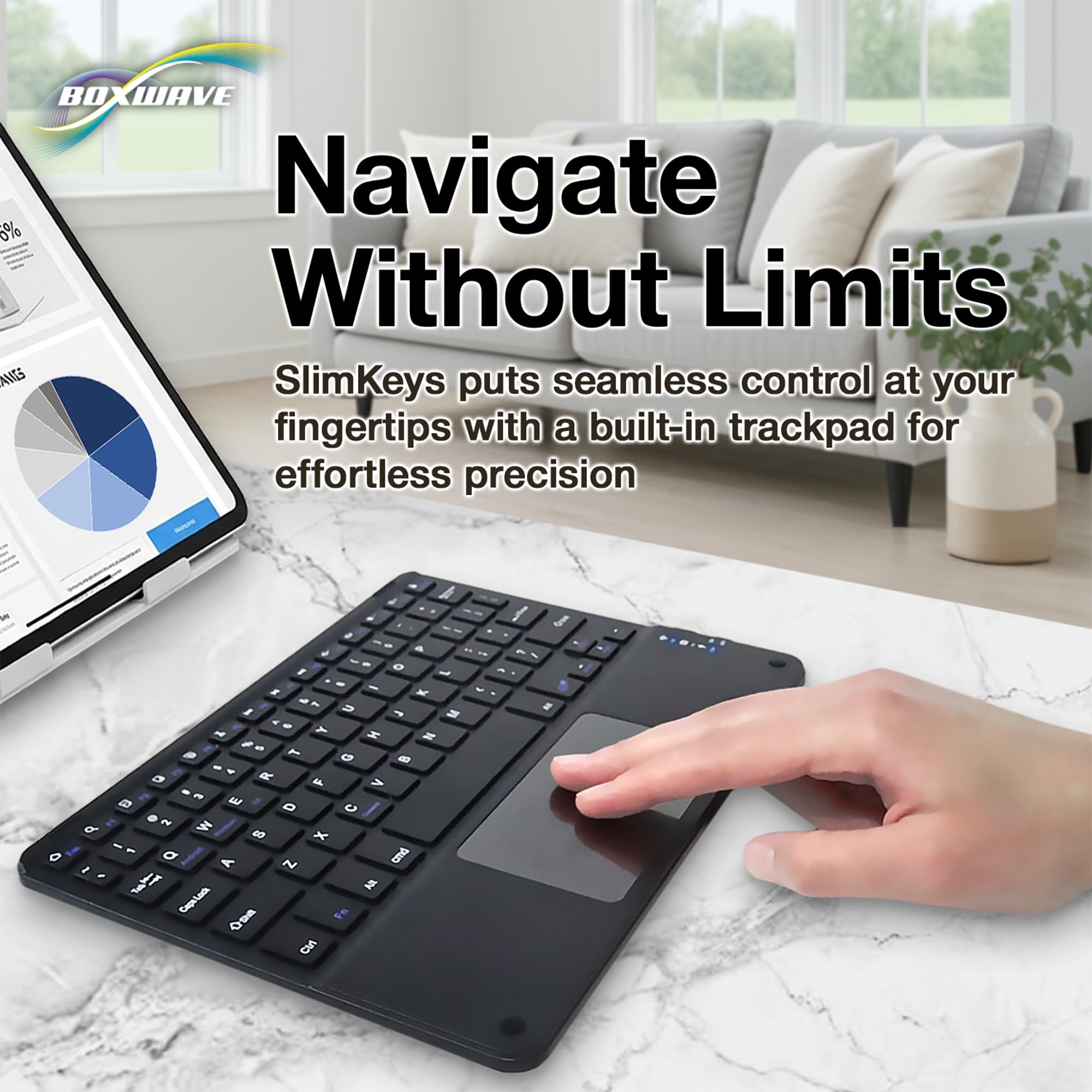 BoxWave Keyboard Compatible with Xiaomi Redmi Pad Pro 5G - SlimKeys Bluetooth Keyboard with Trackpad, Portable Slim TouchPad - Jet Black 4