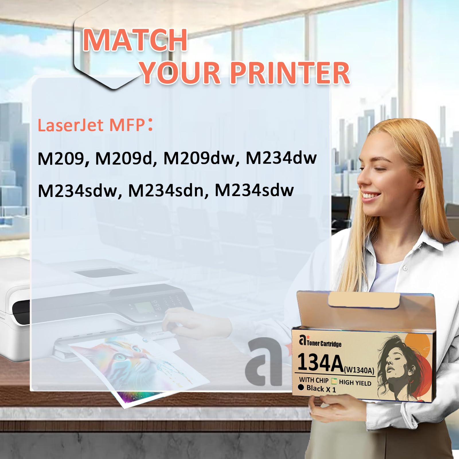 ADFZAT 134A Toner Cartridge Replacement for HP 134A W1340A Black Toner Cartridges Work for HP Laserjet MFP M209 M209d M209dw M234dw M234sdw M234sdn M234sdw Printers, 1 Pack 3