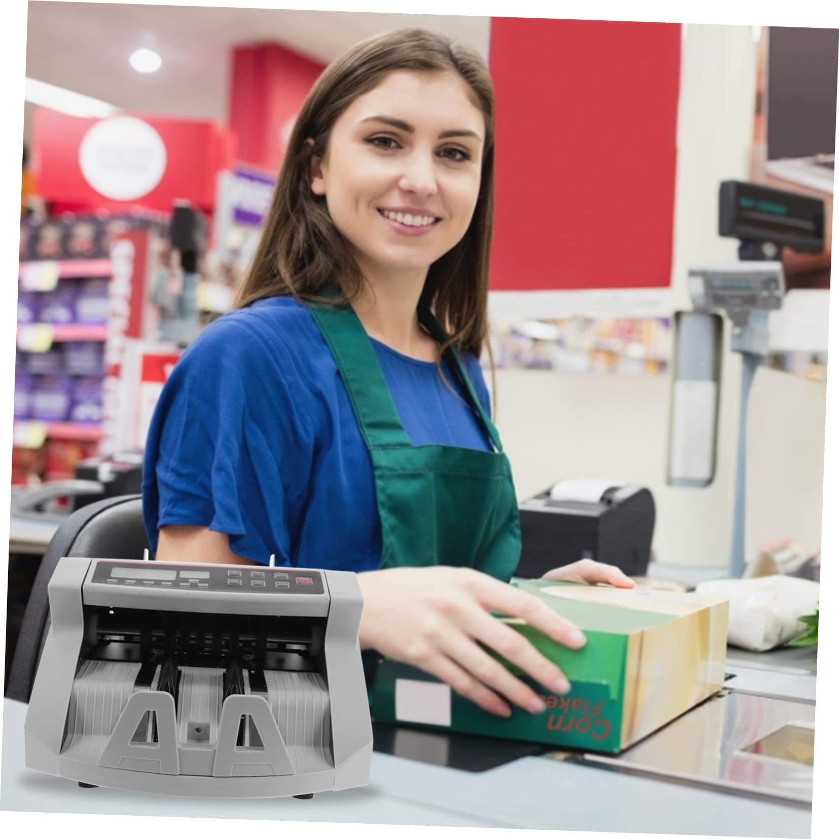 AUTSUPPL Money Counter Cash Register Currency Detector Money Counting Machine Money Value Counter and Sorter Bill Counter Counterfeit Detector Money Detector Bank Checker White Plastic 6