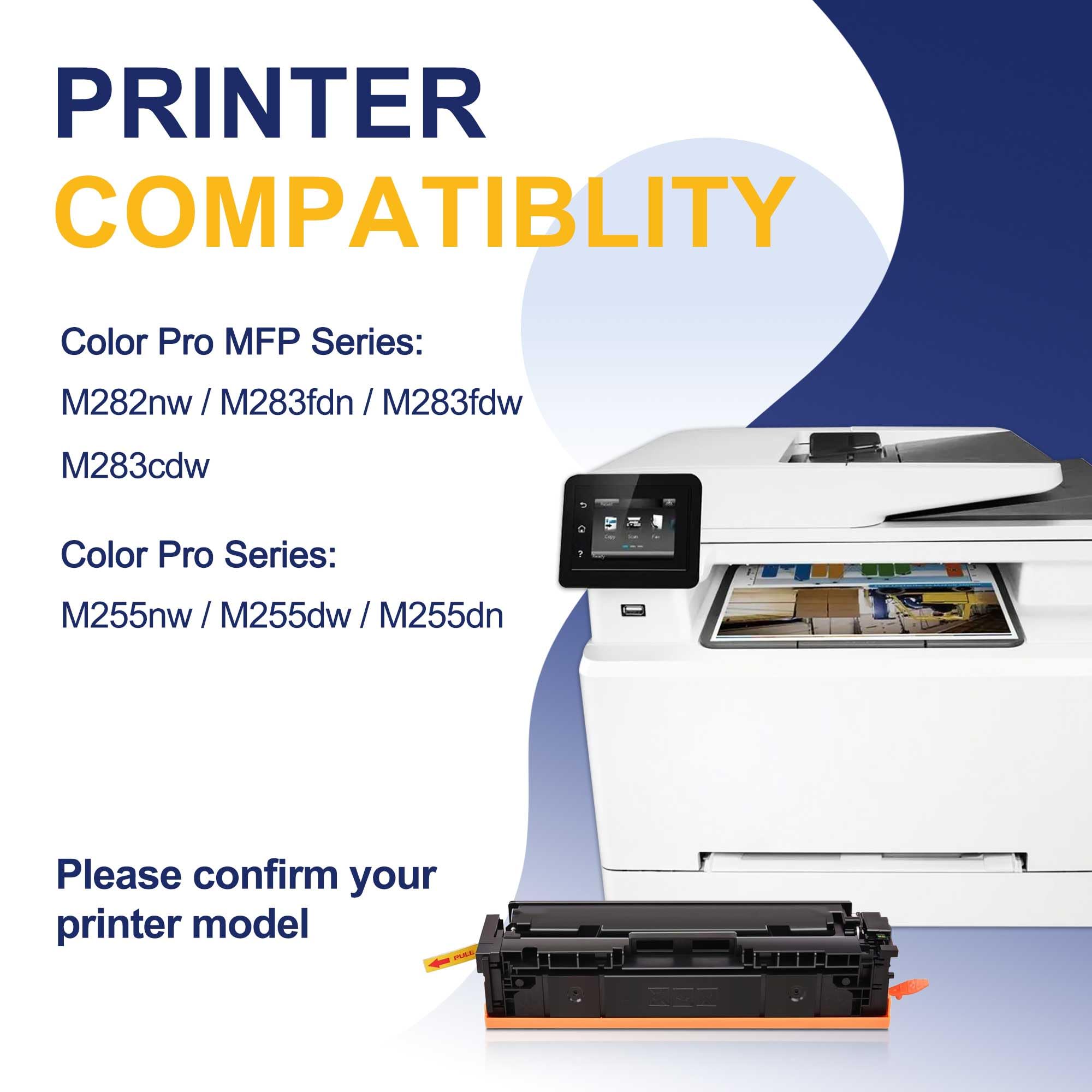 206A Toner Cartridges 5 Pack (with Chip) Replacement for HP 206A Toner Set for Color Pro MFP M283fdw M283cdw M283fdn M282nw, Color Pro M255dw M255nw M255dn Printer | 2BK/1C/1M/1Y 3