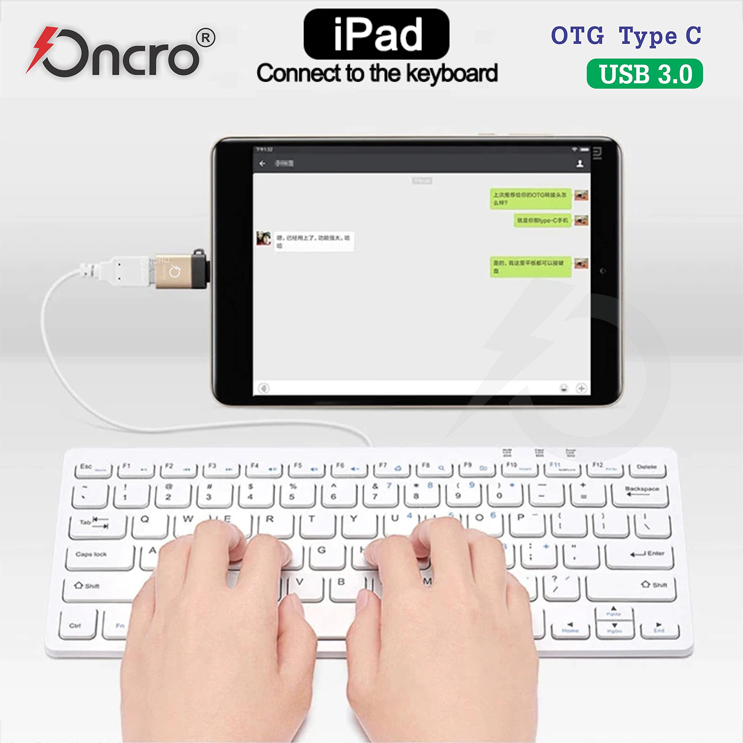 ONCRO® Gold type c otg adapter 3.1 mobile connector with Thread Metal High-Speed Female USB A to USB C Male OTG Adapter Converter for Laptop Mobile C Type Devices with OTG 2