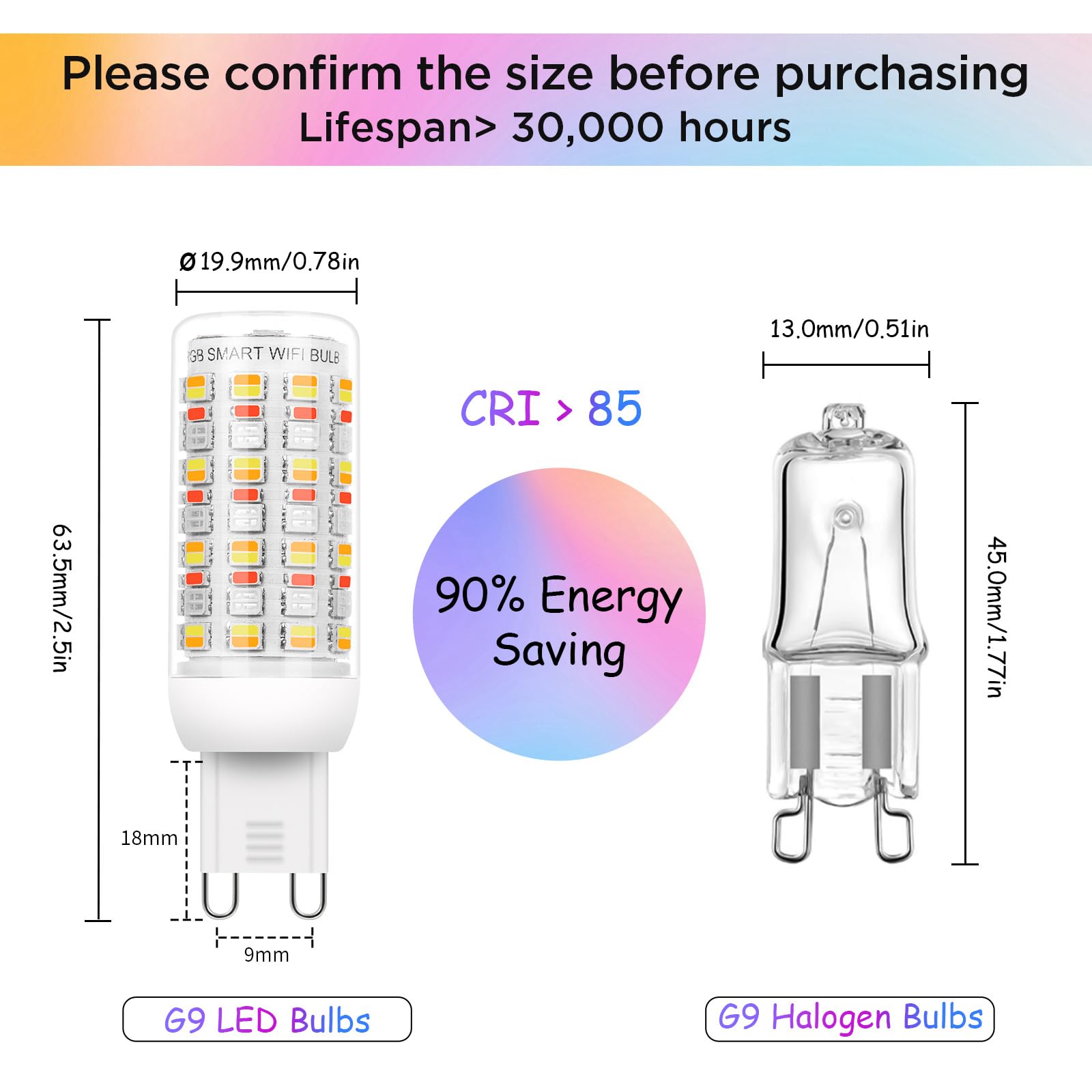 I-SHUNFA Wi-Fi RGBCW Smart G9 LED Bulbs,Compatible with Alexa/Google Home,Multicolour Dimmable,2700K-6500K,AC 120V 4W,400LM Brightness Adjustable 1%-100%,with Musical Rhythm LED Light Bulb,3 Pack 4