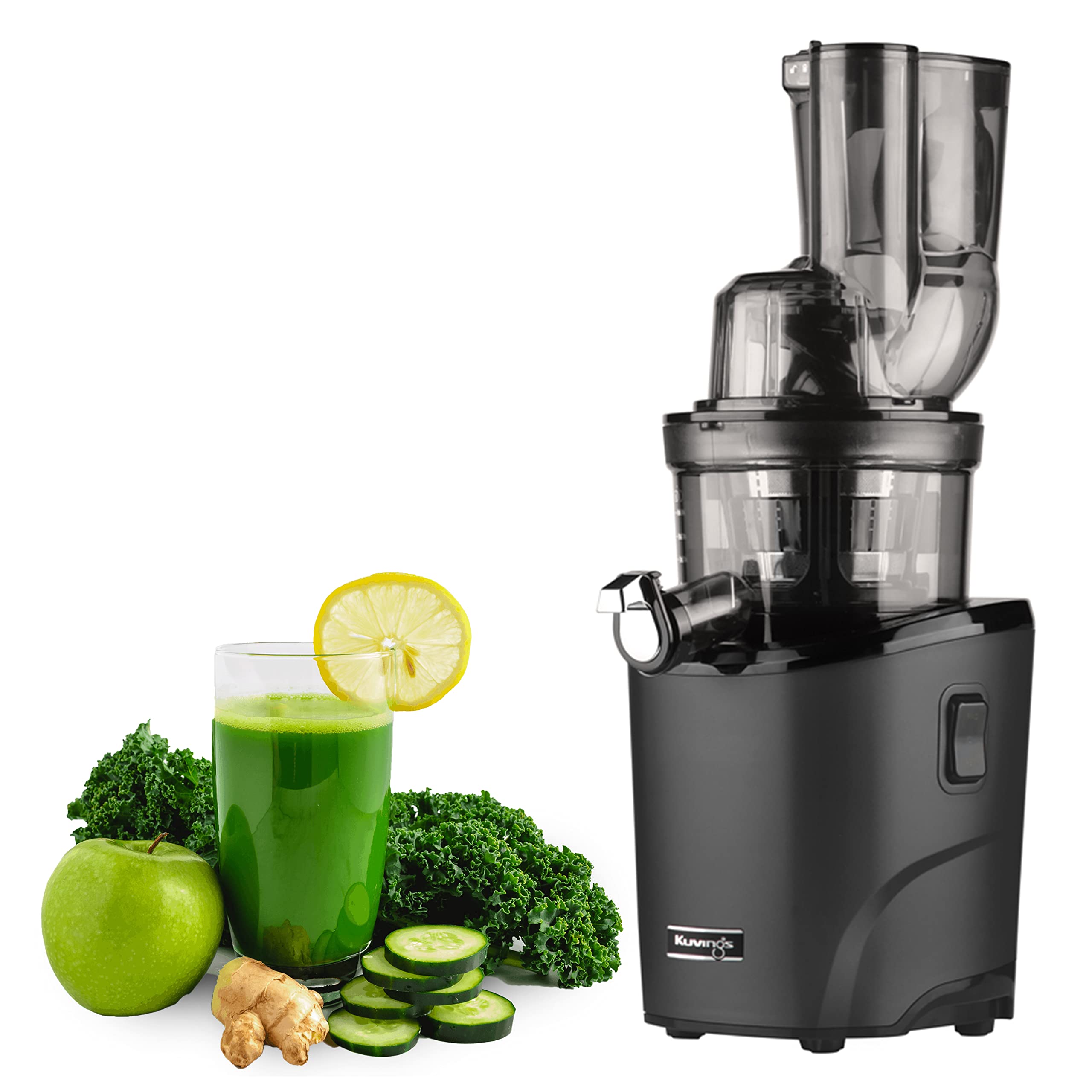 Kuvings REVO830 Black Luxury Cold Press Whole Slow Juicer (2023 New Launch), World's First Juicer with Patented Automatic-Cutting Auger to reduce juicing time, 12 Years Manufactuer Warranty, 240W 1
