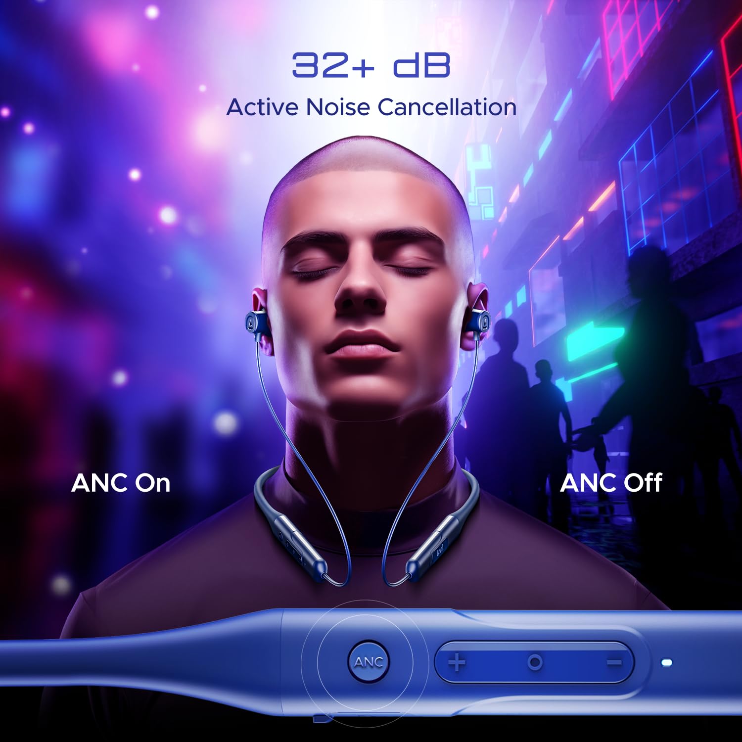 boAt Rockerz 255 ANC, 100h Battery,Spatial Audio, ANC(~32dB), Fast Charge(10Mins=24HRS),3Mics AIENx,13mm Drivers, Bluetooth in Ear Neckband, Wireless with Mic Earphones (Marine Blue) 5