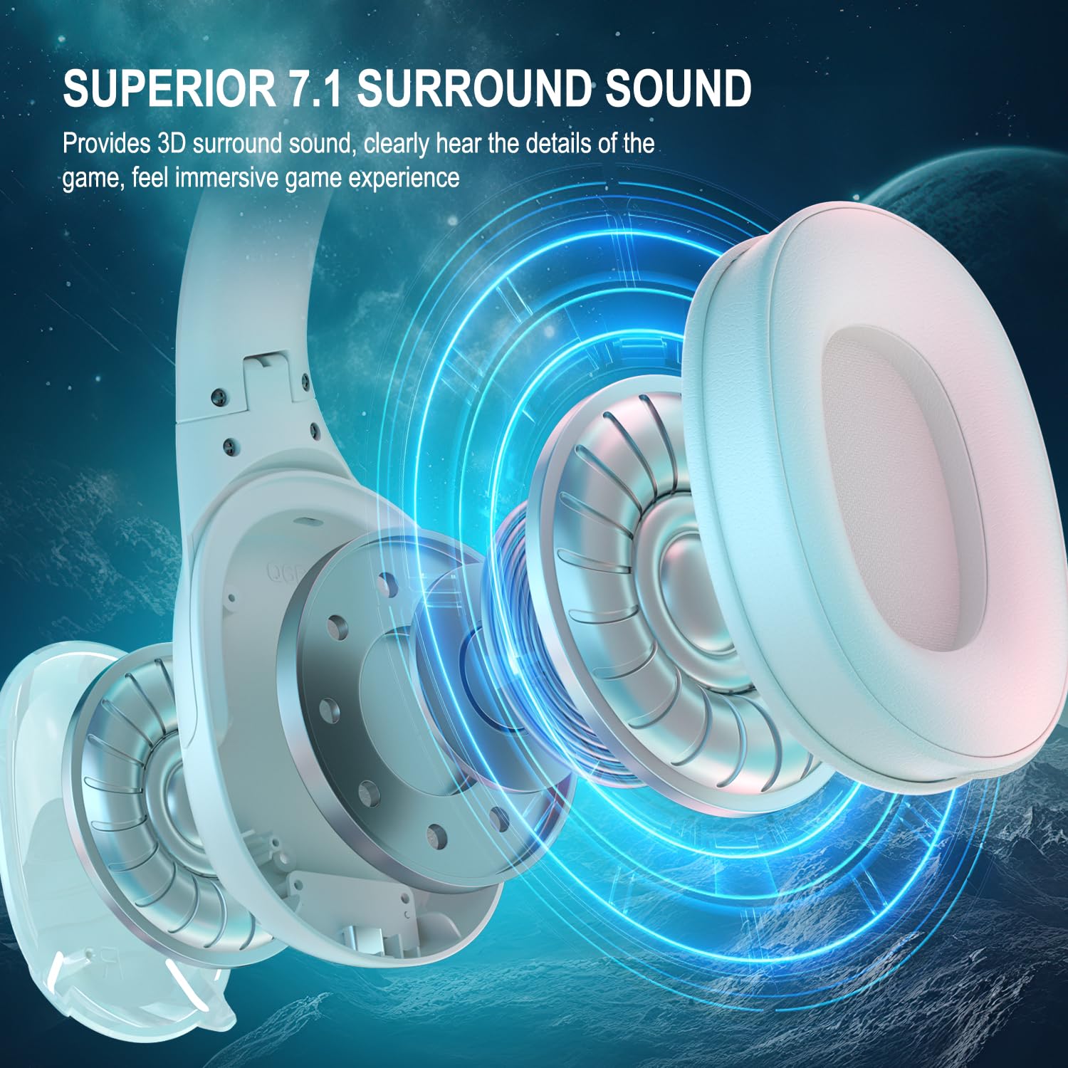 YOTMS Wireless PS5 Gaming Headset for PS4, PC, Switch, 2.4Ghz Wireless Gaming Over Ear Headphones with Mic, Bluetooth 5.3 Headphones with Stereo Sound, 40h Battery, for Laptop, Mac, Phone (White) 5