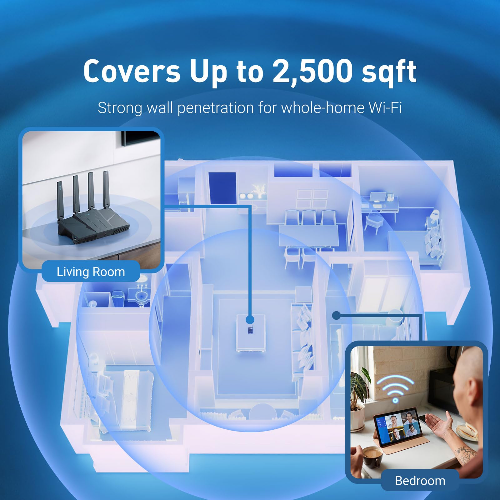 GL.iNet GL-BE6500 (Flint 3e) WiFi 7 Router, High-Speed WiFi Router for Wireless Internet w/VPN, 5 x 2.5G Ethernet Port for Fiber Optic Modem, Long Range Large Home, Business & Gaming Computer Routers 6