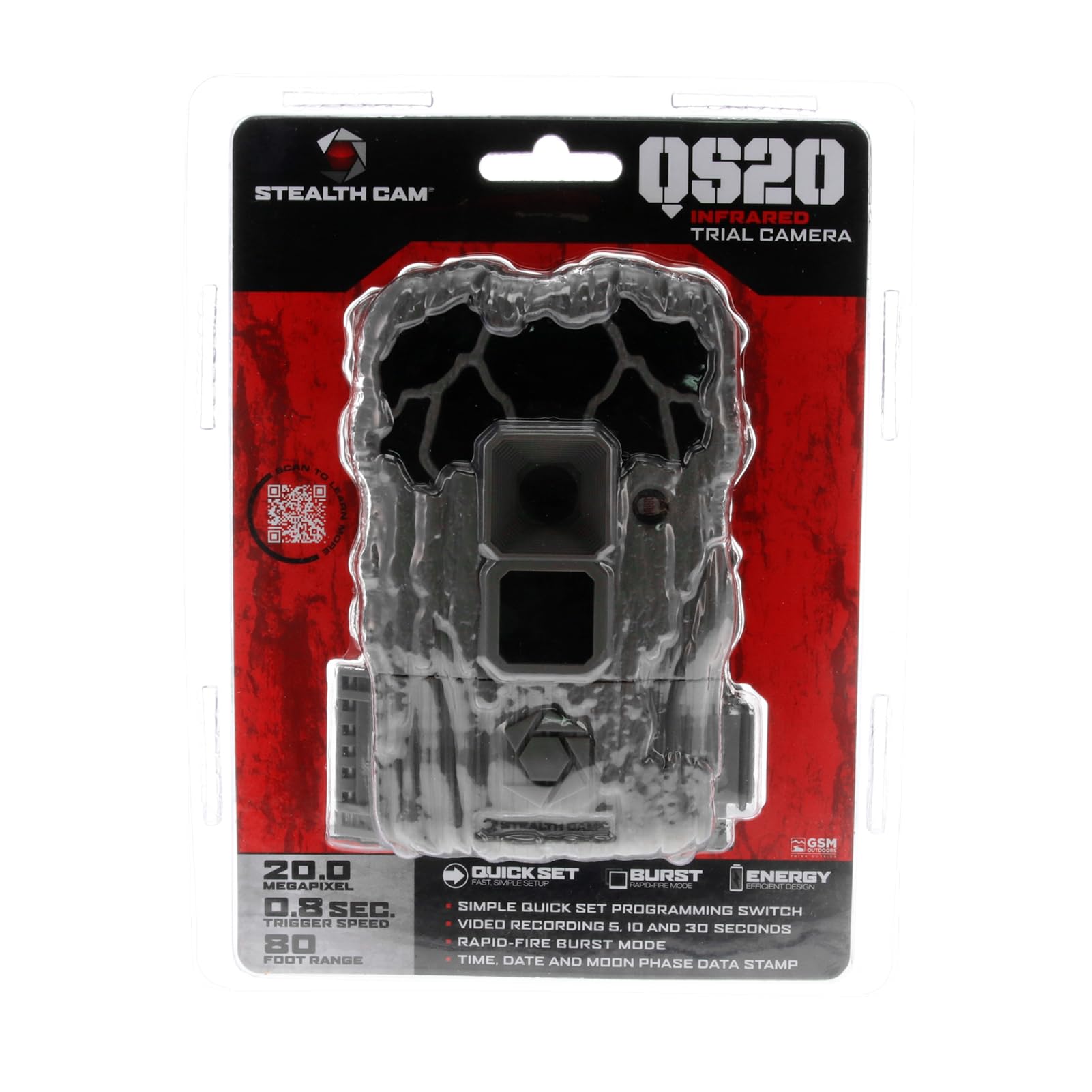 Stealth Cam QS20 20MP Photo & 720P Video at 30FPS 0.8 Sec Trigger Speed 80Ft Detection & IR Range Compact Hunting Trail Camera, 32GB SD Card Supported 6