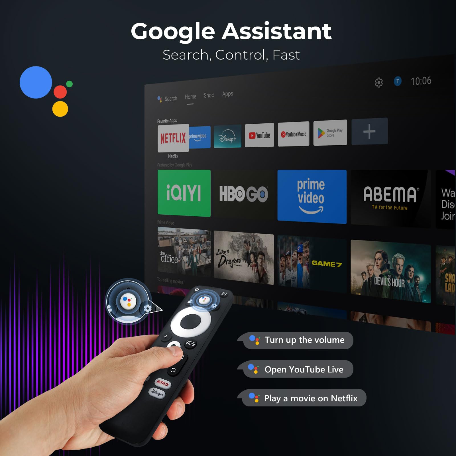 Outdoor-Projector-4K [1200 ANSI/Google TV/Voice Control] Smart Projector with WiFi 6 and Bluetooth, 10,000+ Apps, AI Focus Portable Proyector with Netflix, Sovboi 1080P Audio Movie Home [180° Stand] 4