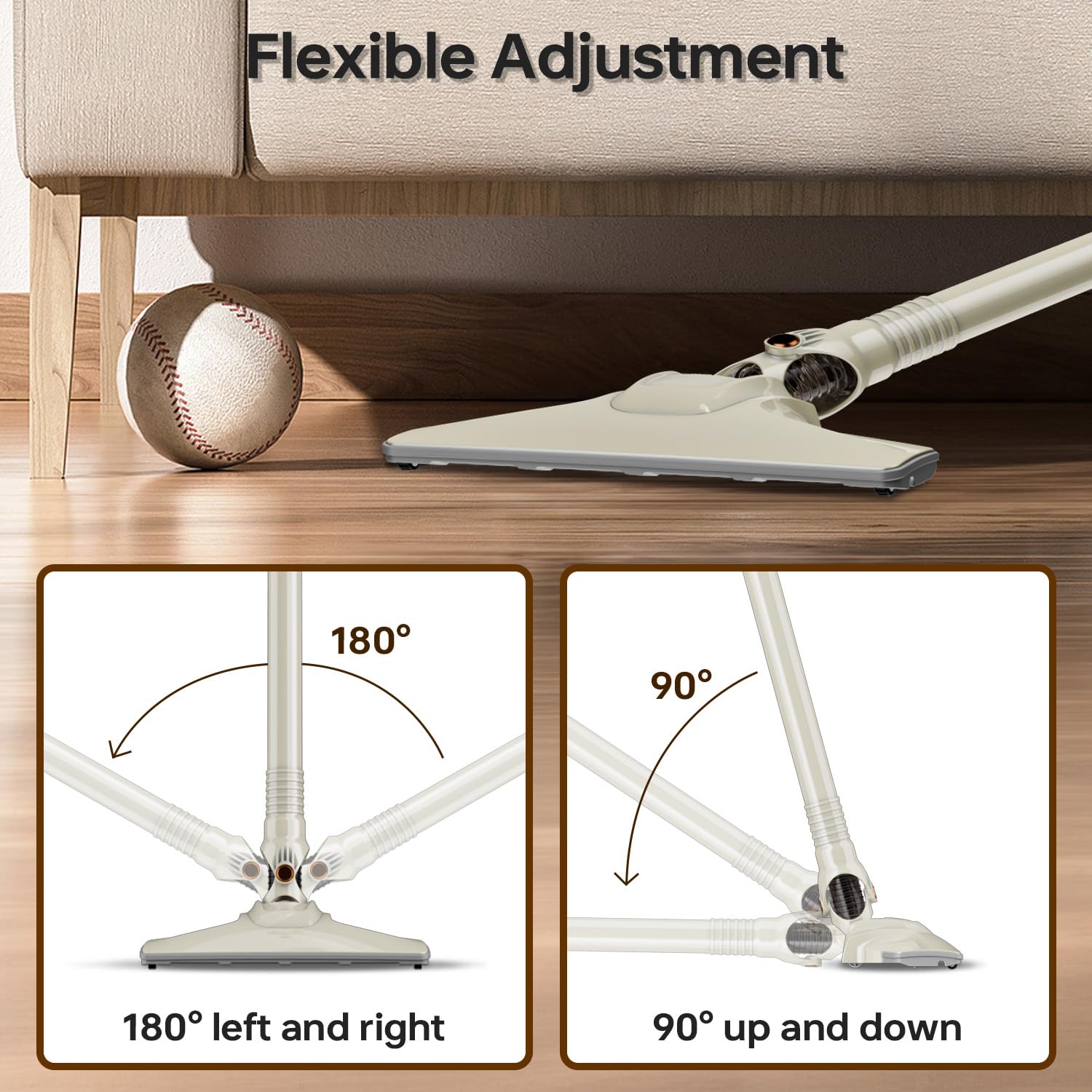 UN1QUE 2 in 1 Handheld & Stick Vacuum Cleaner for Home, 500W Handheld Vacuum with 15000PA Suction, 0.8L Washable HEPA Filter, Adjustable Head, Bagless Dry Vacumming, Deep Clean for Hard Floor, Carpet 5