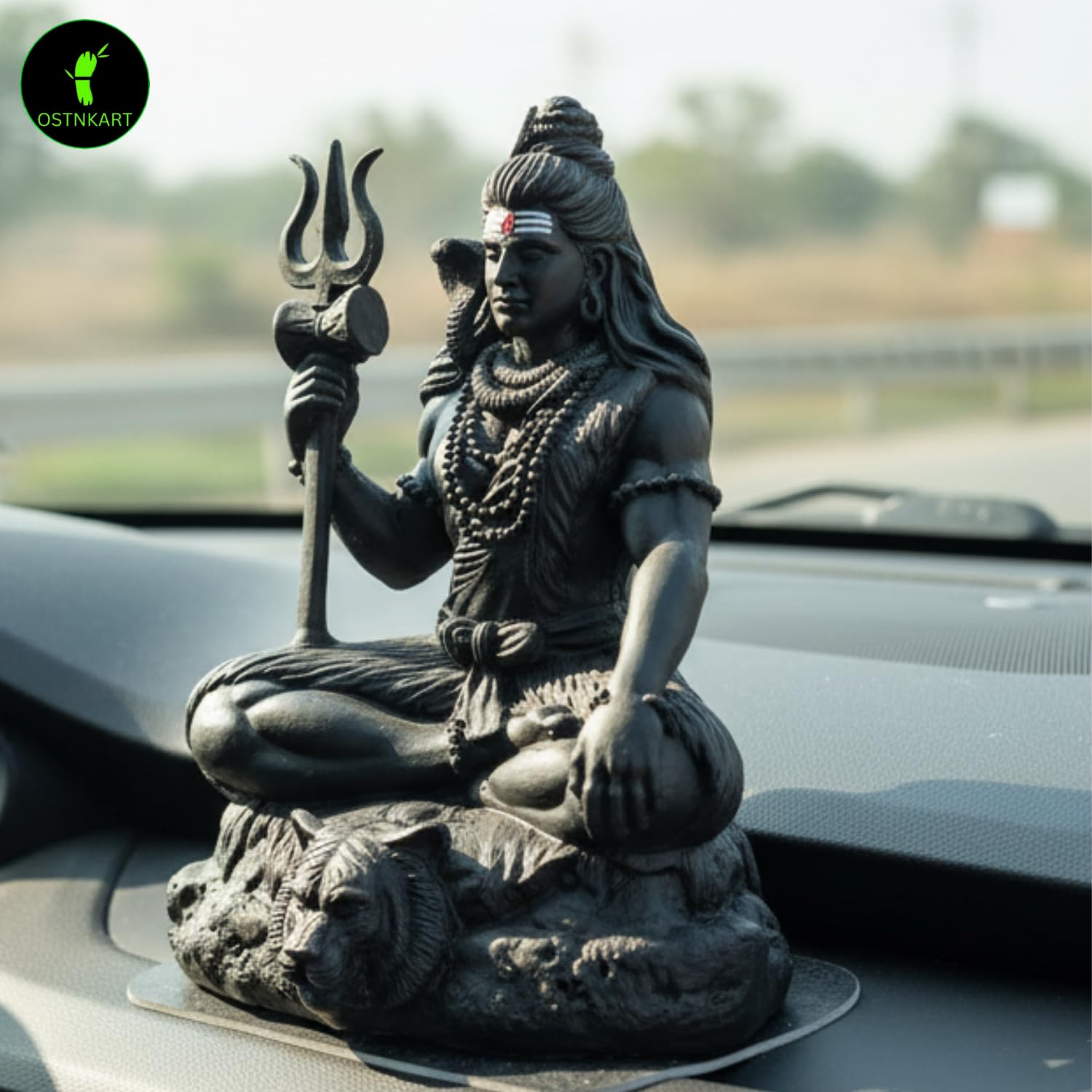 OSTNKART Shiva Statue Car Dashboard Idol 3.5 Inch Black, Resin Shiv Ji for Birthday,Annivesary, Home & Office Pooja Room,Living Room Show Piece New House Warming Gift (Size: L-7 x W-5 x H-9 cm) 3