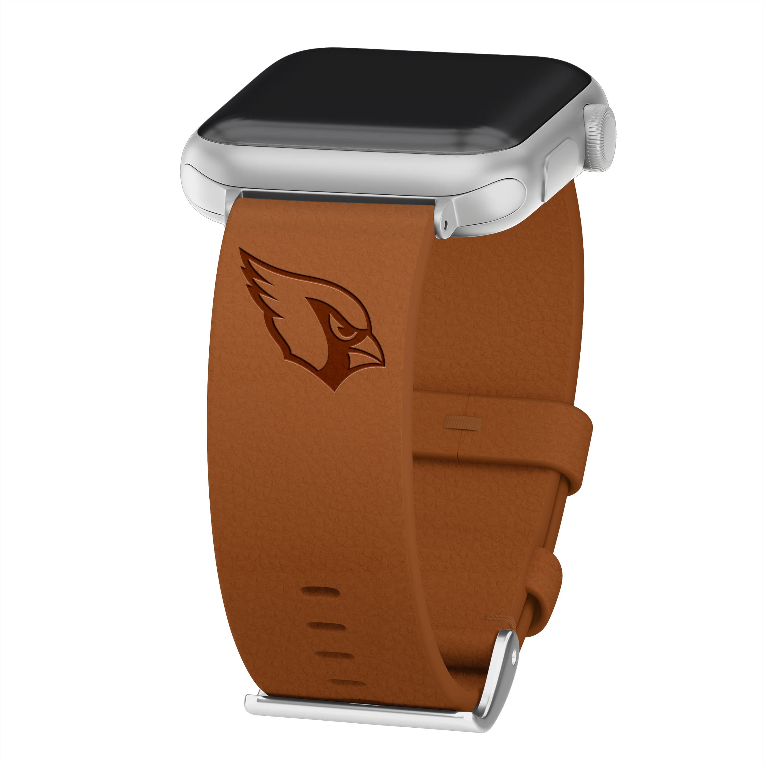Game Time Arizona Cardinals Leather Watch Band Compatible with Apple Watch (42/44/45mm Cocoa Tan Short) 1