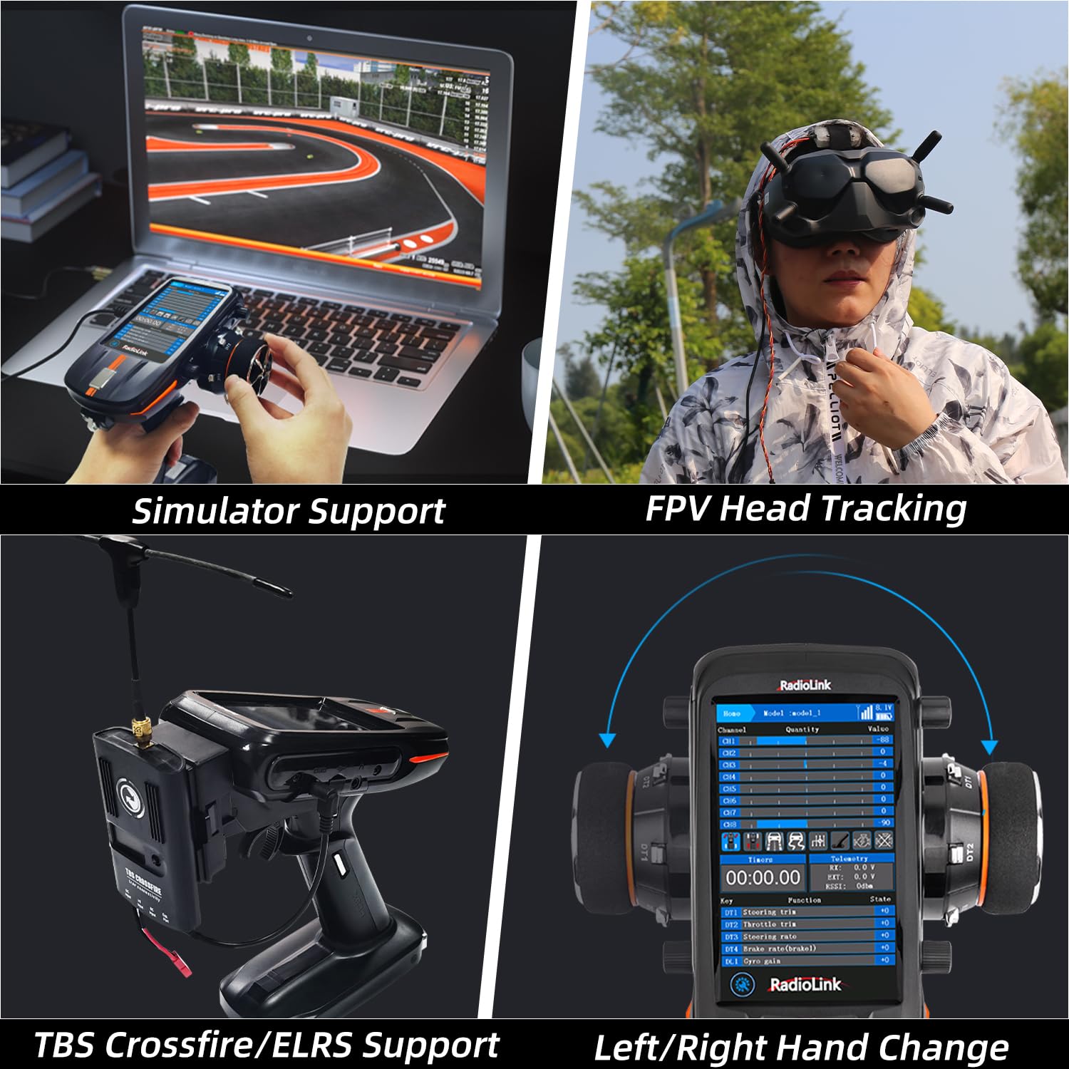 Radiolink RC8X 8 Channels 2.4G RC Transmitter, 2*R8FG V2.1& 1*R4FGM V2.2 Gyro Receivers, 4.3" Touch Screen, Voltage Telemetry Surface Remote Controller, 200 Models for RC Crawler/Drifting/Cars/Boat 5