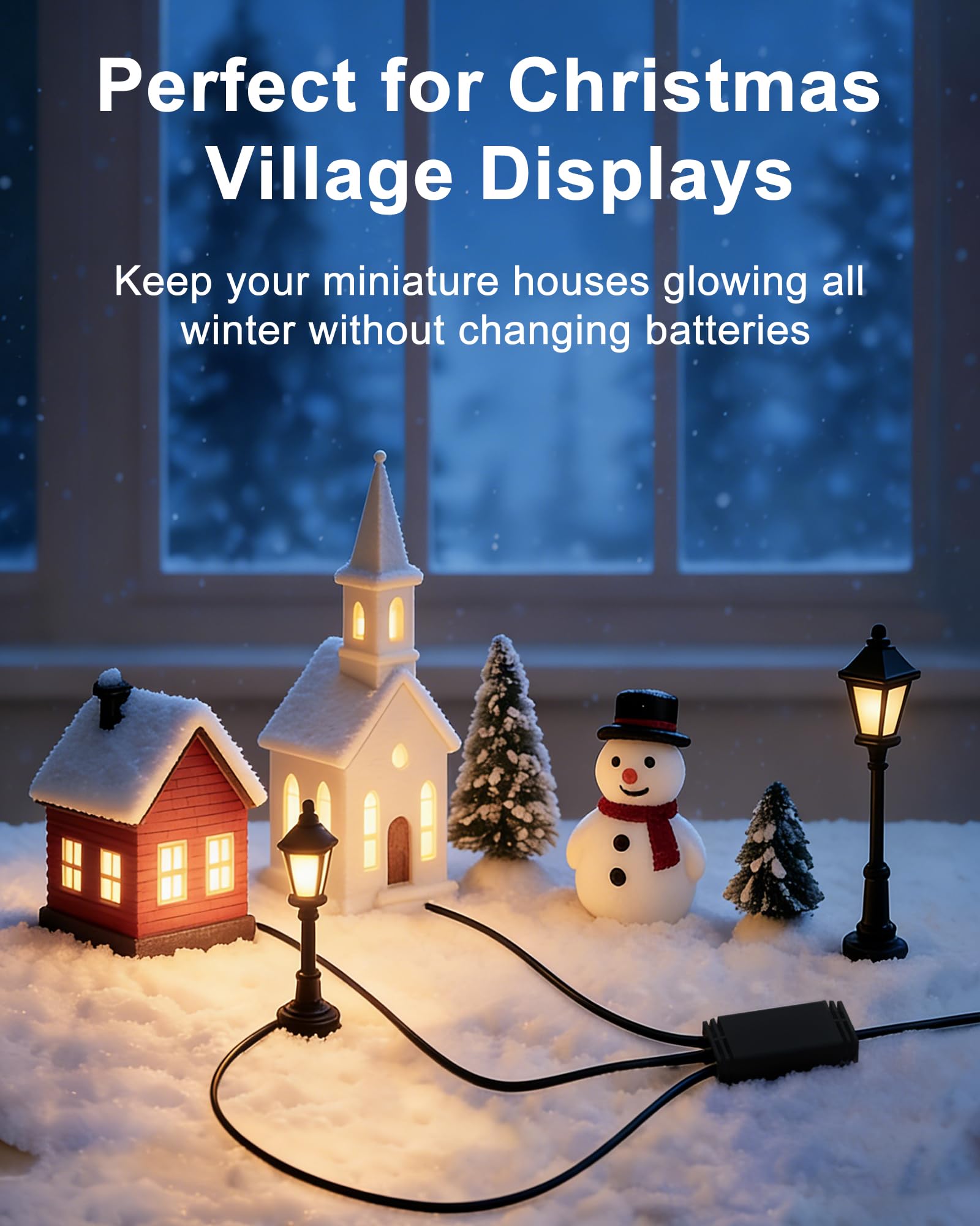 VHBW 3V Power Adapter Compatible with Department 56 Village Accessories, Compatible with Department 56 AC/DC Adapter 56.55026 5655026 55026, 3-Way 3.5mm Power Cord with 2.5mm Tips for C-Battery Box 5