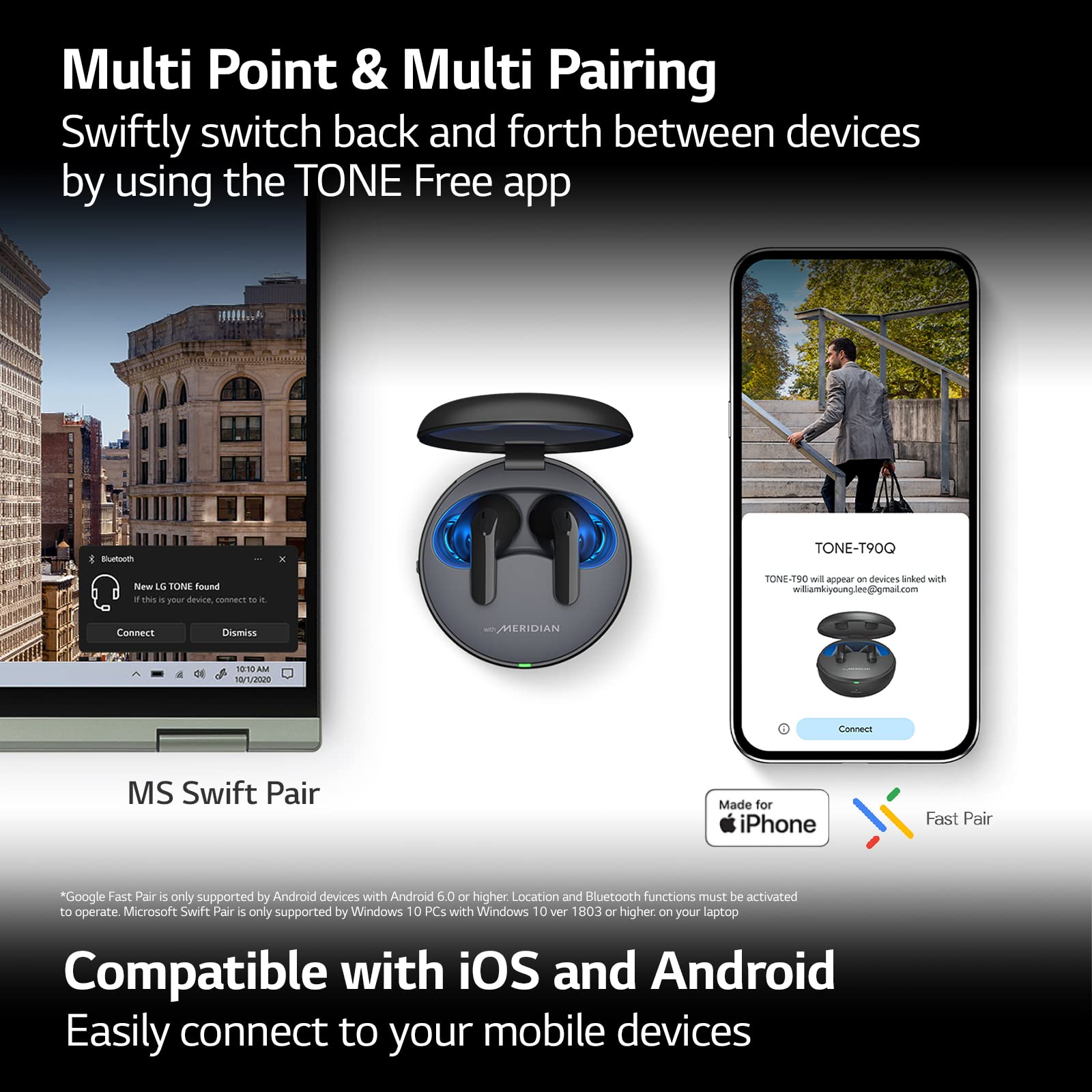 LG Tone Free T60Q - Hybrid Active Noise Cancelling True Wireless Bluetooth Uvnano+ Earbuds 6