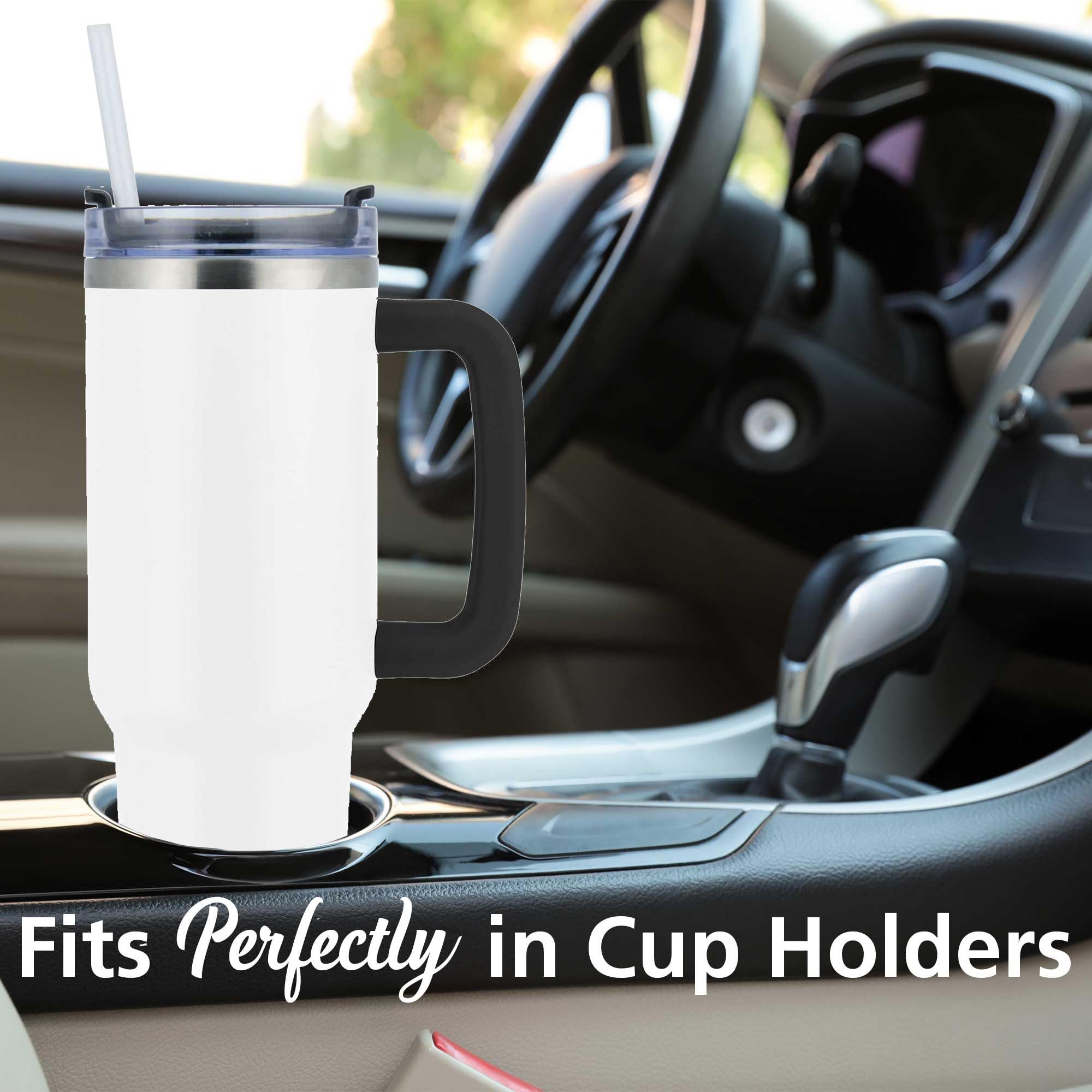 Brentwood GEOJUG 40oz Insulated Stainless Steel Tumbler Cup with Handle, Leak Proof Lid, and Straw (Cream) 4