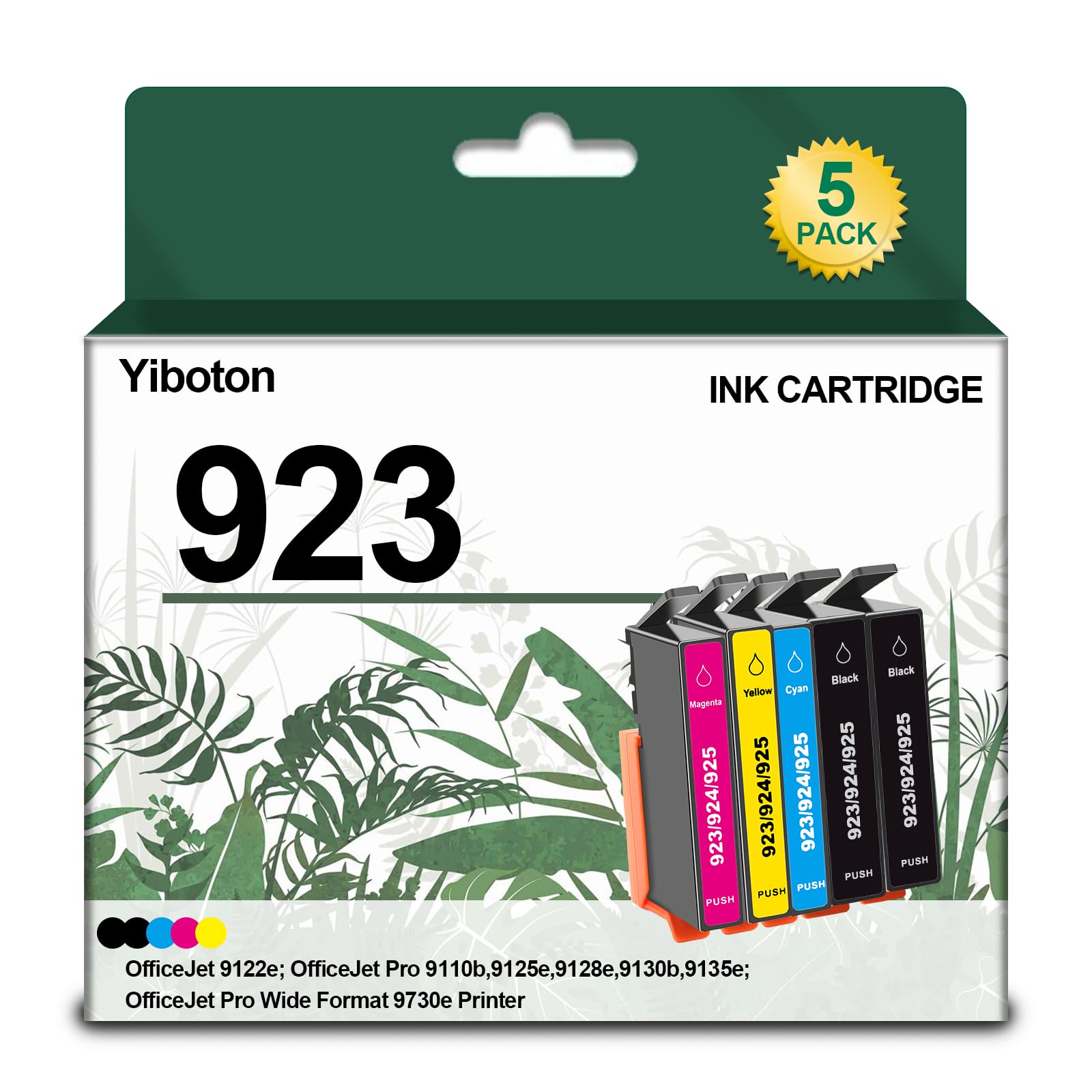 923 Ink Cartridges Without Chip Combo Pack Compatible for 923 Ink Cartridges Work for OfficeJet 8120 8122e 8123 OfficeJet Pro 8130 8135e 8138e 8139e Printer (2*Black 1*Cyan 1*Magenta 1*Yellow) 1