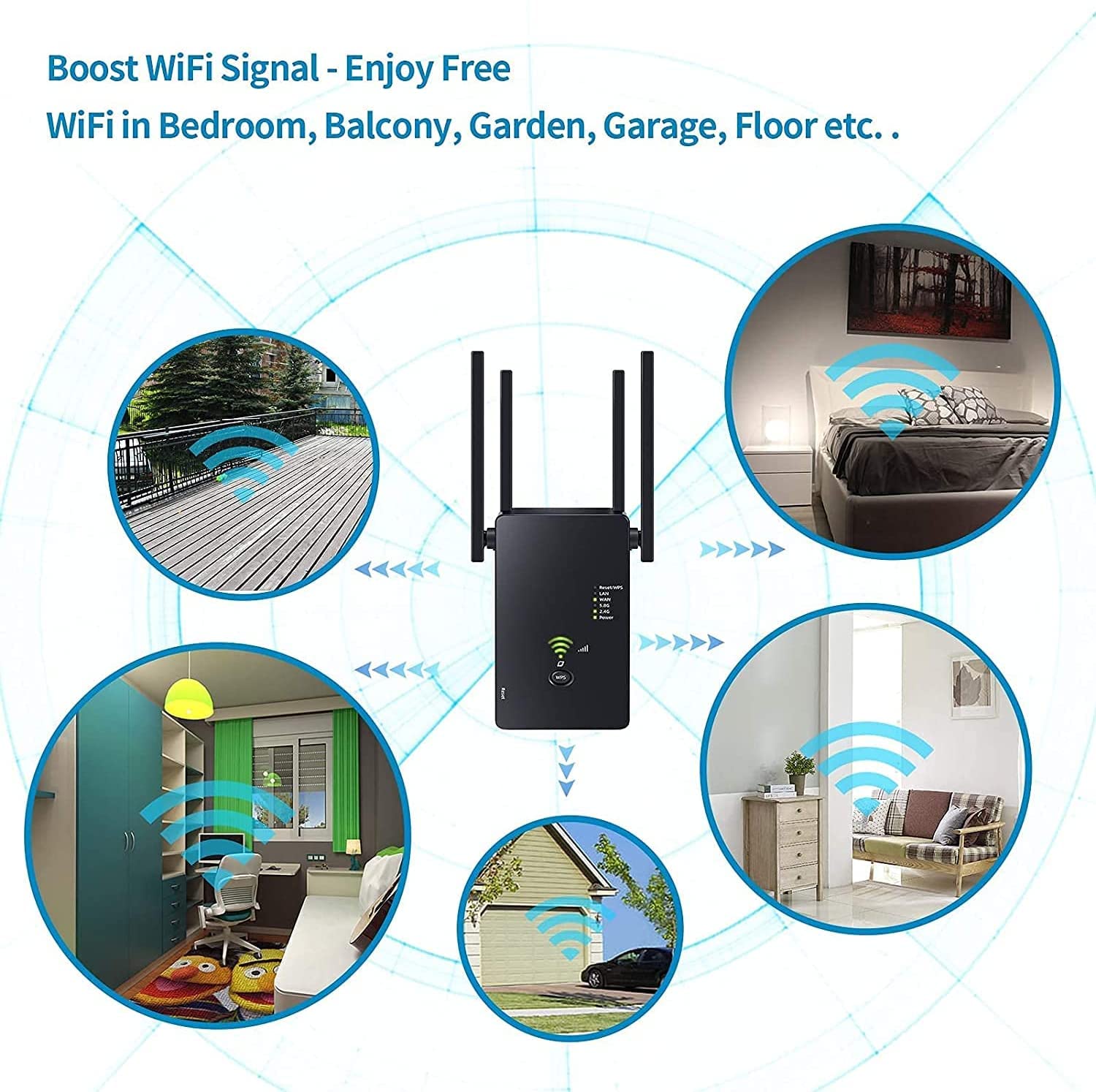 WiFi Extender 1200Mbps, WiFi Extenders Signal Booster for Home, WiFi Range Extender Signal Booster up to 8000sq.ft, WiFi Booster, WiFi Extender Outdoor, Internet Booster, Internet Extender 4