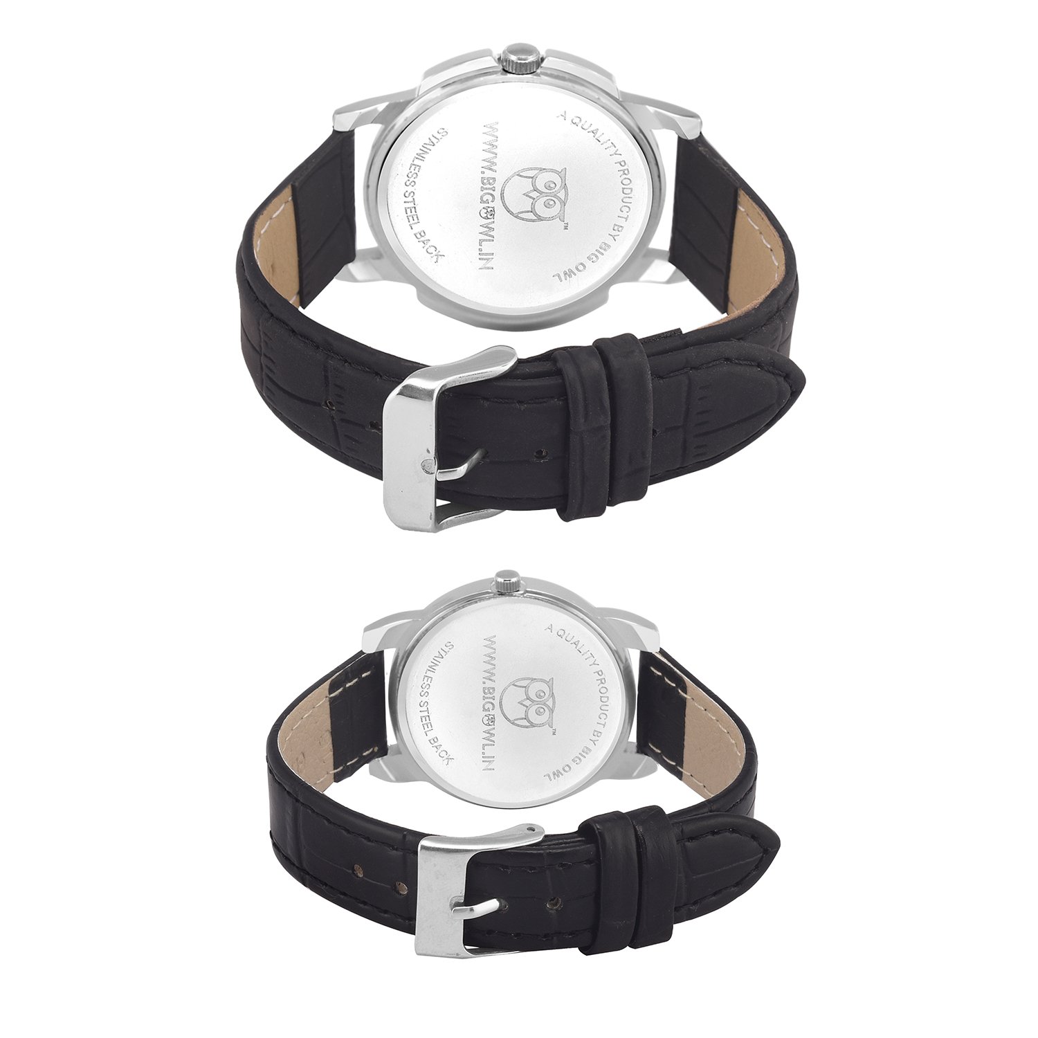 BIGOWL Unisex Leather Analogue Quartz Couple Combo Watches (Multicolour Dial 3