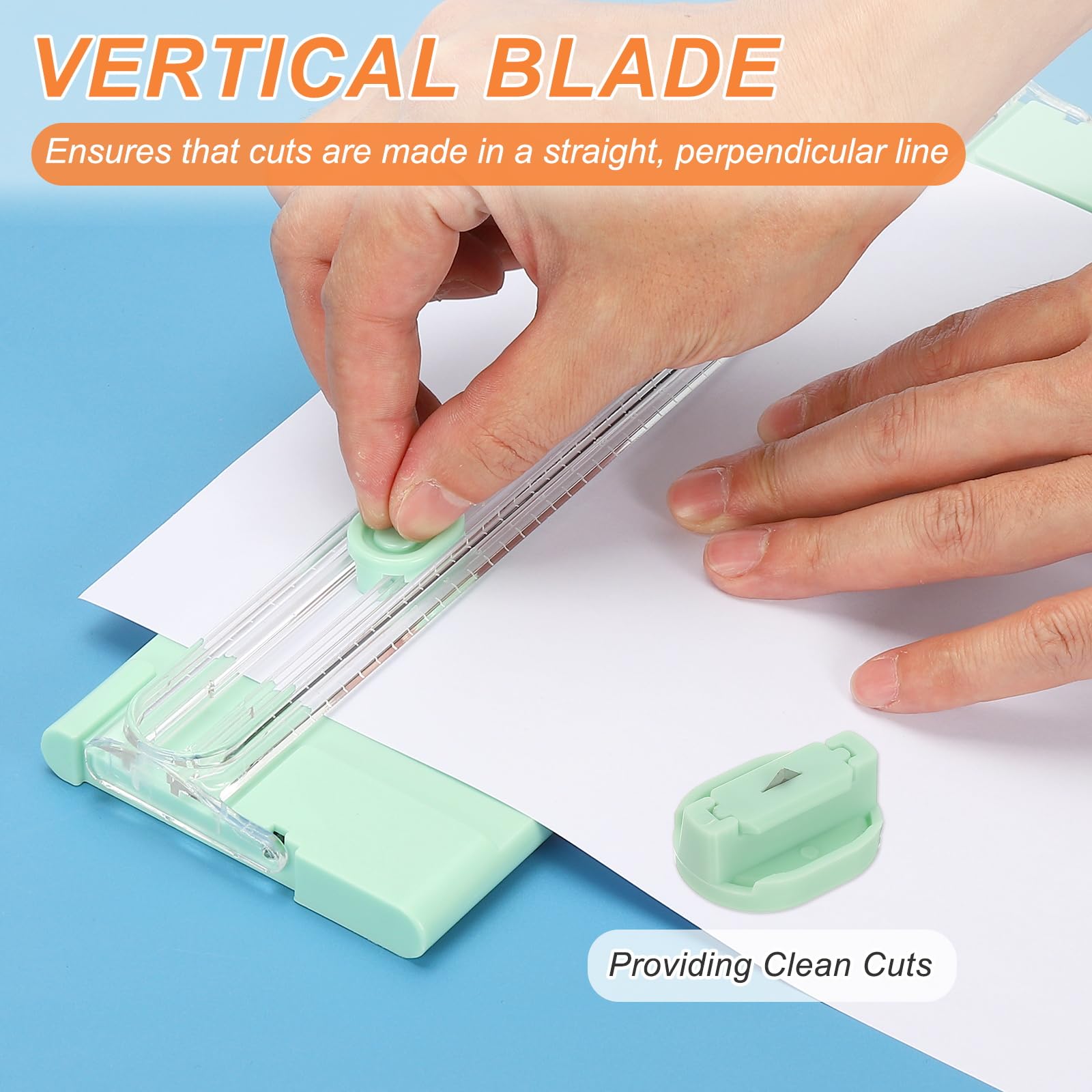 PATIKIL Paper Cutter Trimmer, A4 Straight Small Portable Paper Slide Paper Slicer with Safe-Guard for Craft Cardstock Label Card, Scrapbook Photo, Green, with 3 Blade 4