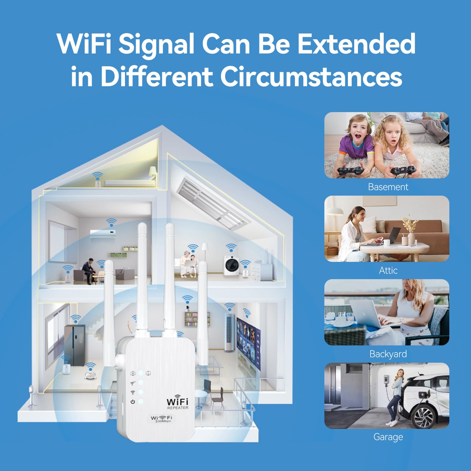 WiFi Extender,WiFi Extender Signal Booster for for Home & Outdoor,Device Servers Covers Up to 6000 Sq. ft and 35 Devices,Internet Booster 5