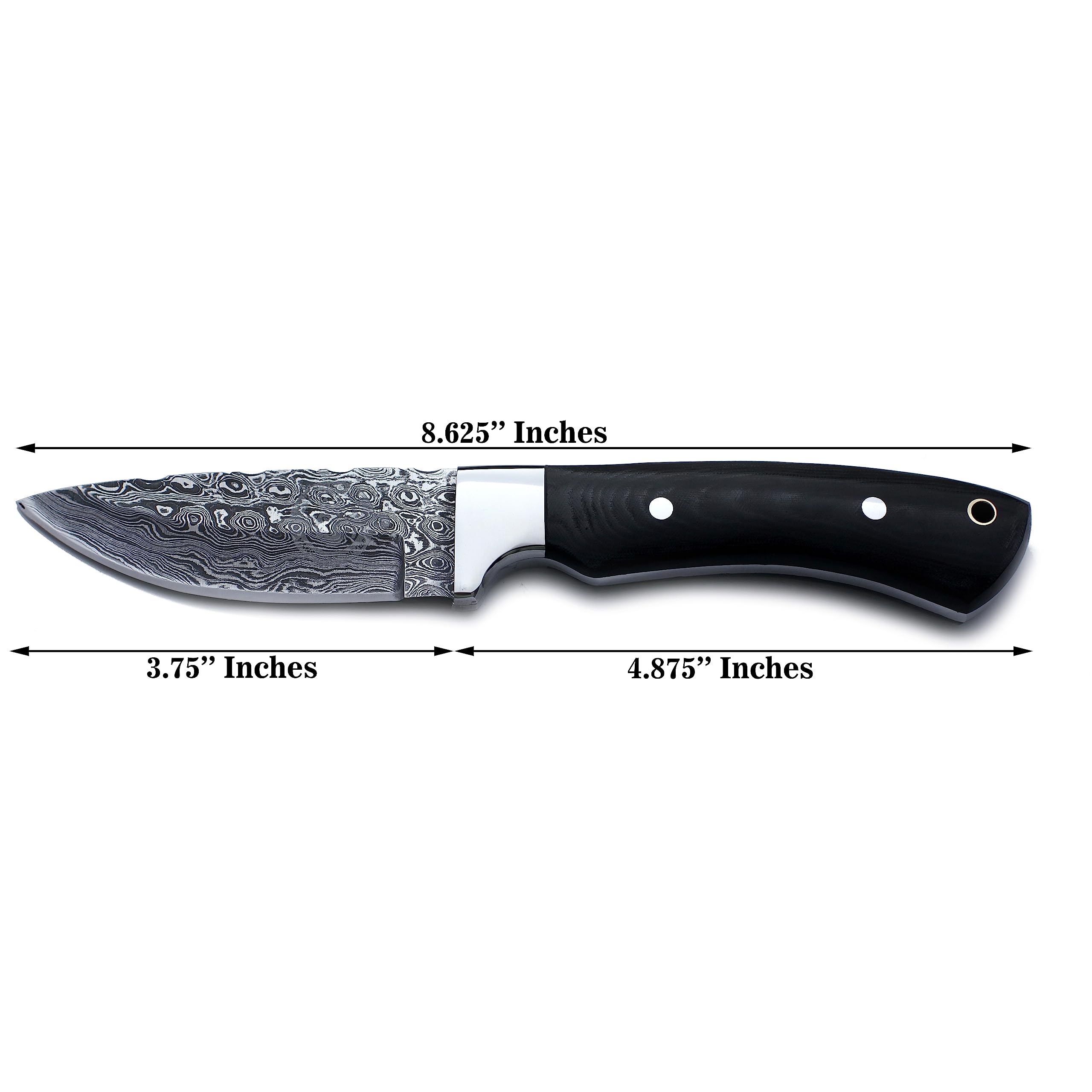 WolfKlinge Handmade Damascus Steel Knife for Hunting, Survival,Camping,Bushcraft,and Fishing- Fixed Blade Dagger with Drop Point Full Tang Micarta Handle, Leather Sheath - WKD-802 3