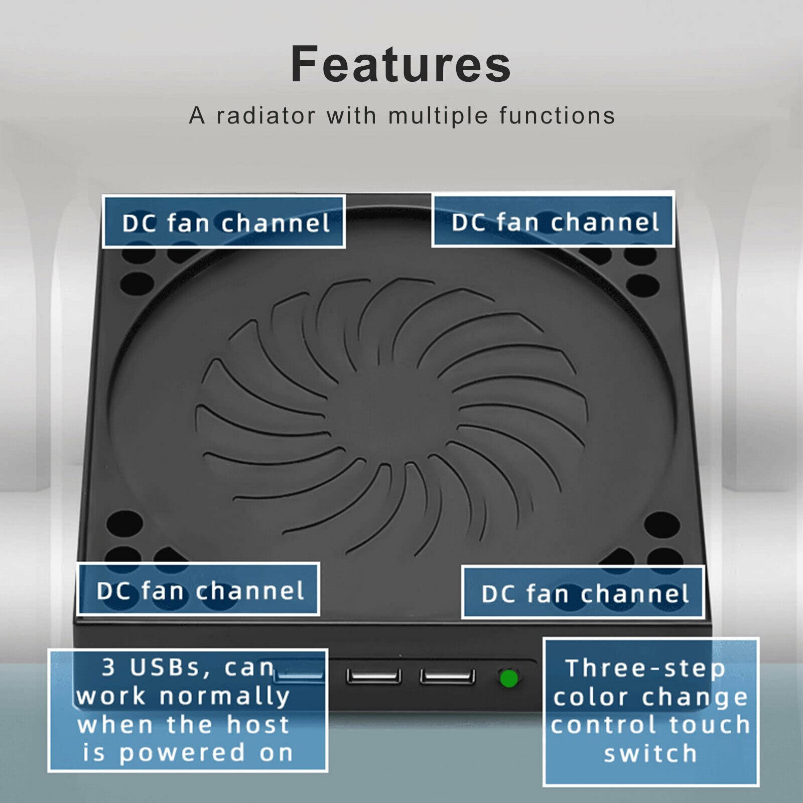 2023 Cooling Fan LED Indicators Game Console Cooling Fan Vertical Stand USB Cooler for Xbox Series X 4