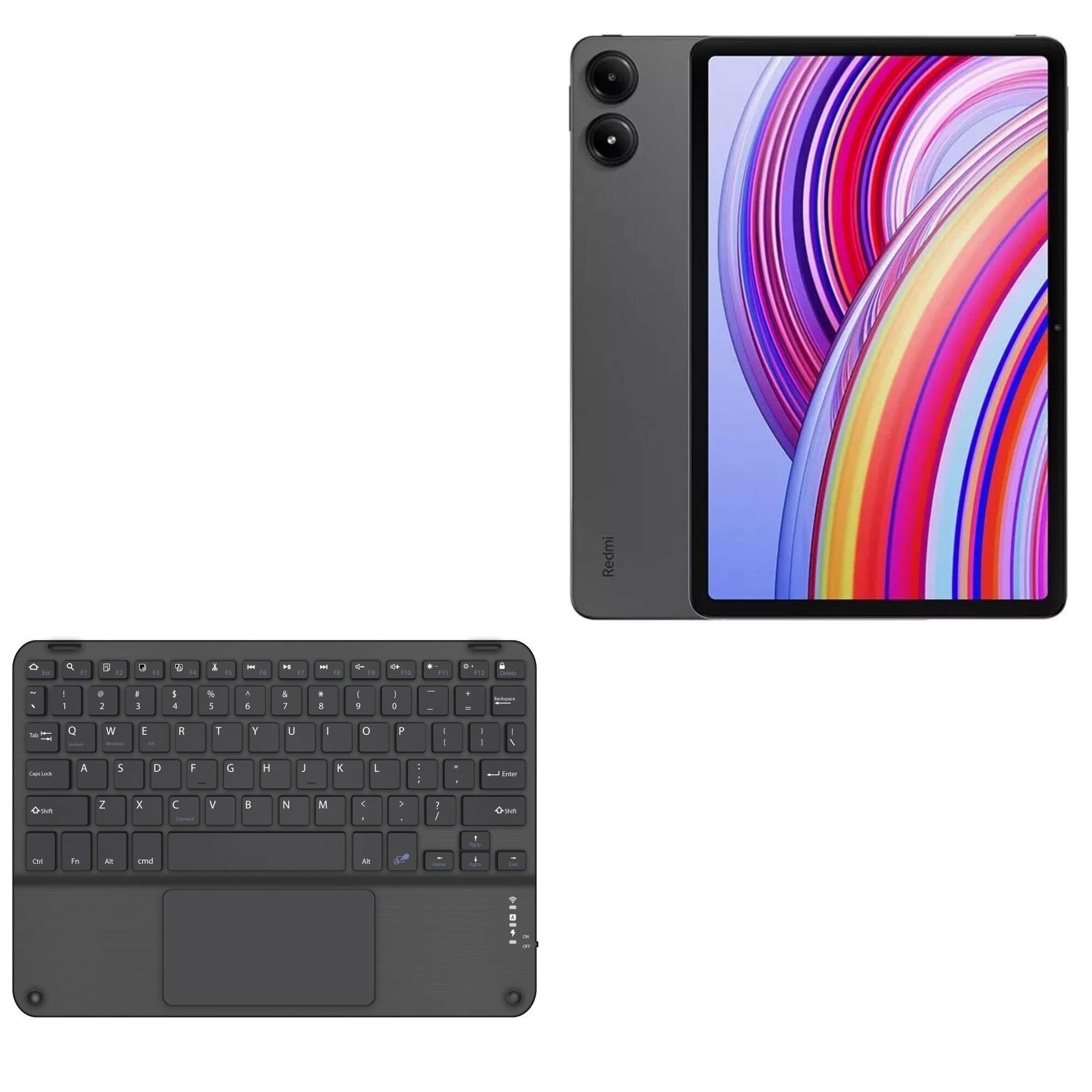 BoxWave Keyboard Compatible with Xiaomi Redmi Pad Pro 5G - SlimKeys Bluetooth Keyboard with Trackpad, Portable Slim TouchPad - Jet Black 1