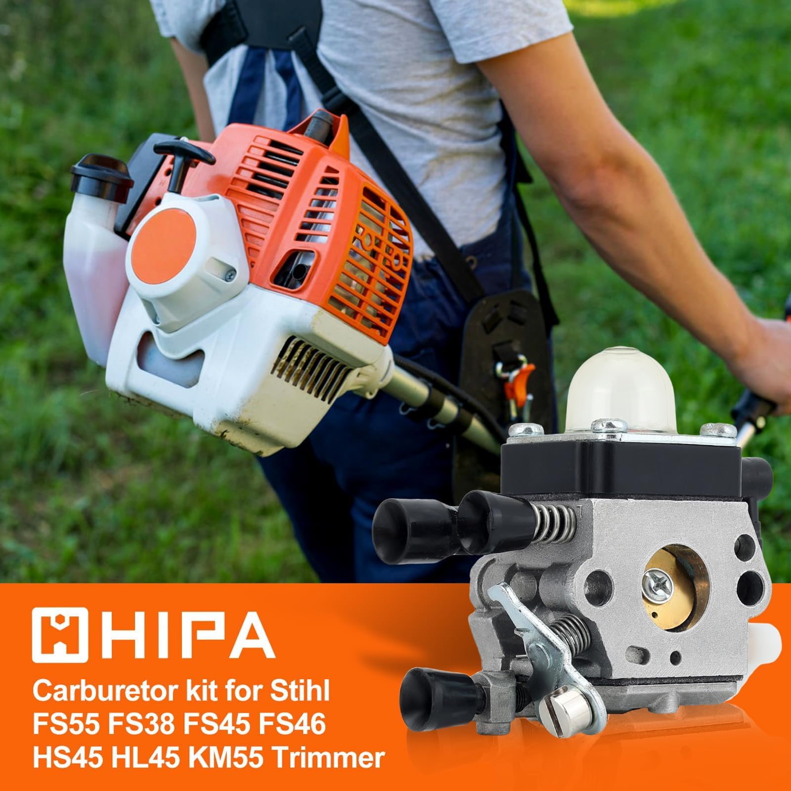 Hipa FS55R Carburetor for STHIL FS55R FS45 FS38 HS45 FS55 KM55R FS46 FS55RC FS 55R HS 45 FS 38 FS 45 FC55 FS45C HL45 FS46C KM55 FS55C FS55T FS45L String Trimmer Weedeater Parts 2
