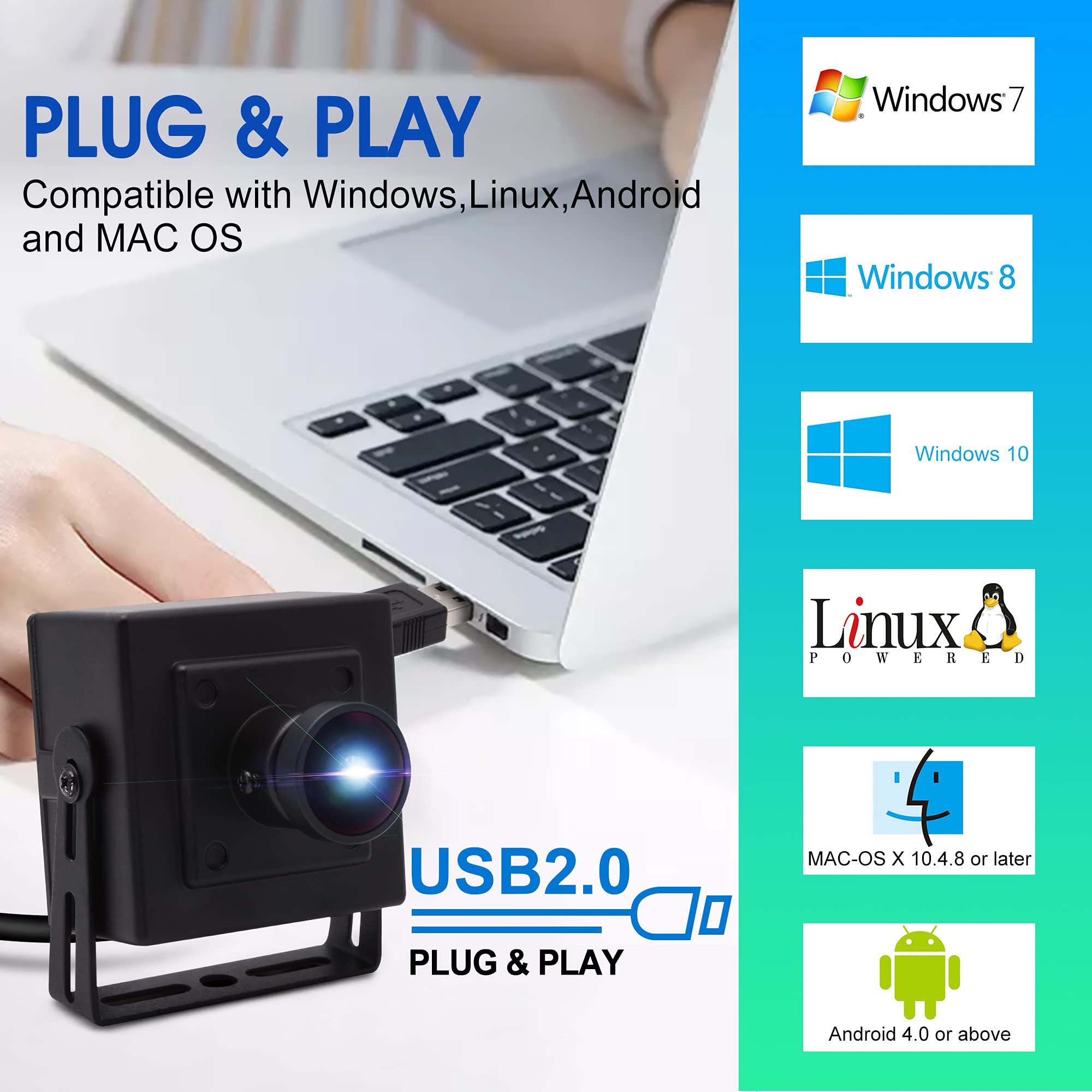 ALPCAM 4K Ultra HD Webcam High Resoulution 2160P USB Camera with 170 Degree Fisheye Lens,IMX317 Sensor USB Camera Support OPENCV for Windows/Linux/OBS/Mac/Raspbeery Pi 6