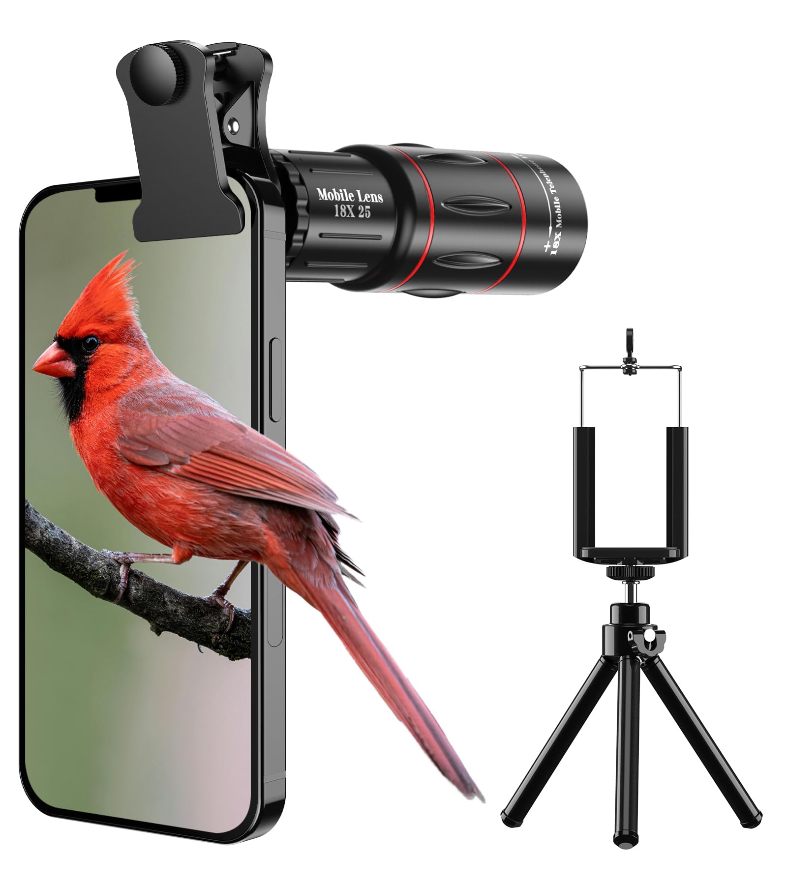 18X Telephoto Lens, Hight Power Telephoto Phone Lens with Tripod, Mobile Cell Lens Attachment for Android & iPhone, Samsung and Most Smartphone 1