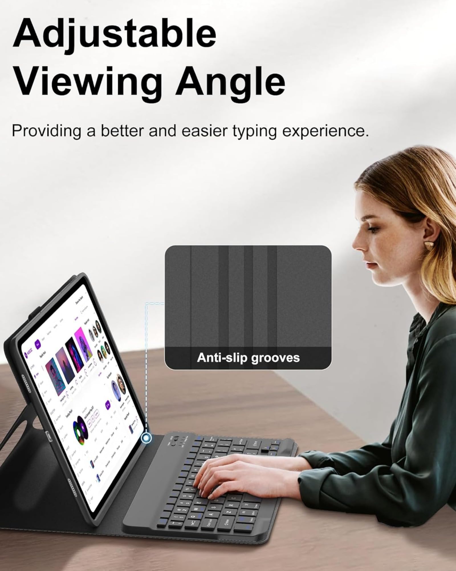 Keyboard Case for Samsung Galaxy Tab A8 X200/X205 10.5inch Tablet, Multi Angle Bracket Keyboard Protective Cover, PU Soft Silicon Border with S Pen Holder (Pink,Backlight Touch Pad and Mouse) 5