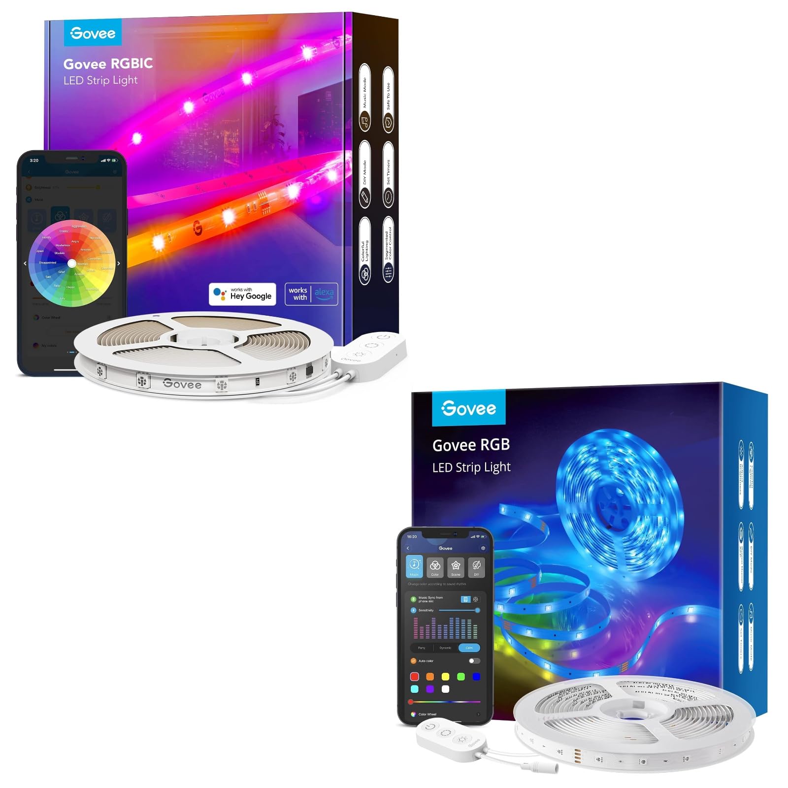 Govee RGBIC LED Strip Lights 16.4ft Bundle Smart RGB LED Strip Lights 16.4ft 2