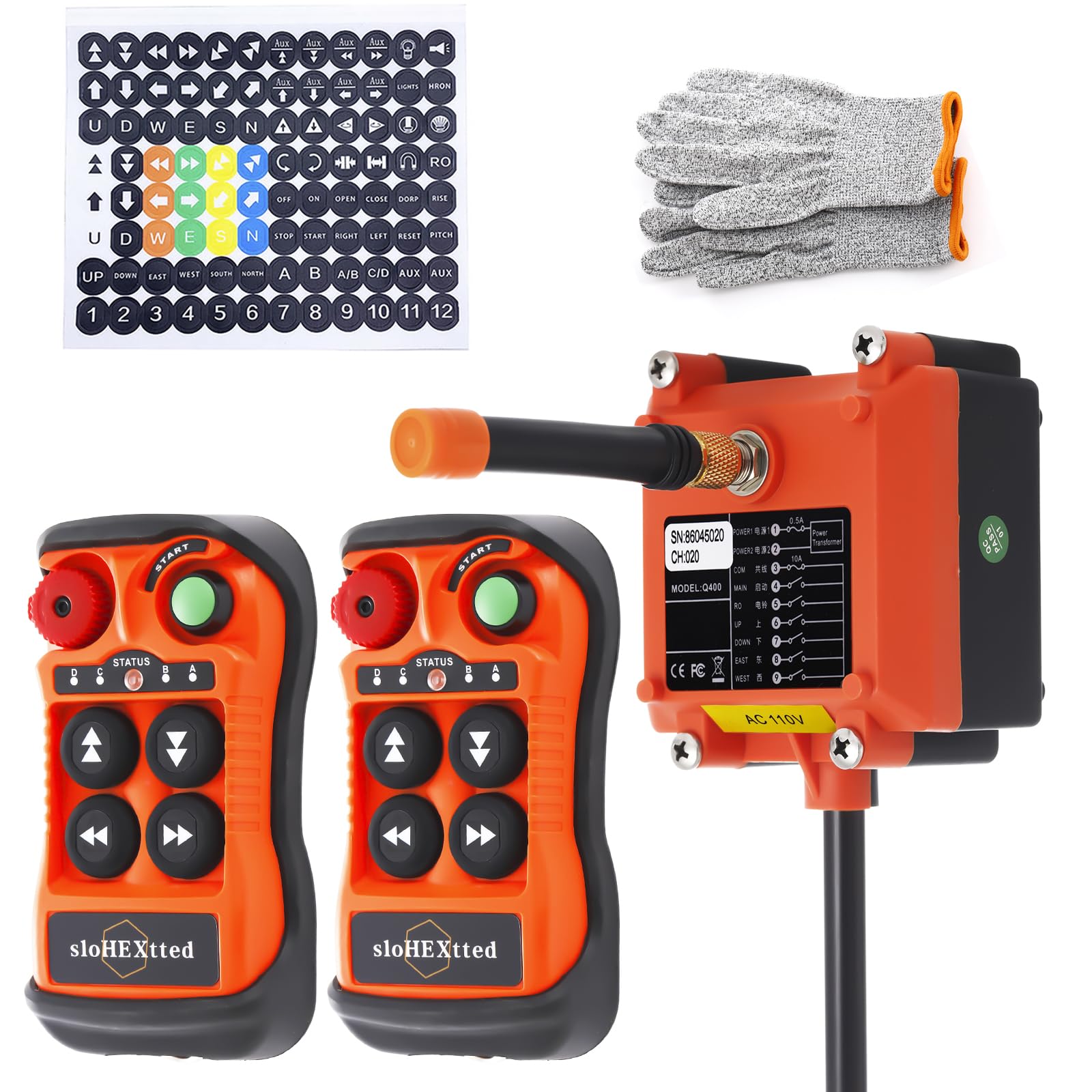 4 Button Wireless Crane Remote Control 12V 24V Radio Dule Transmitters and Receiver for Electric Chain Hoist Lift Winch Overhead Crane Remote Controller 1