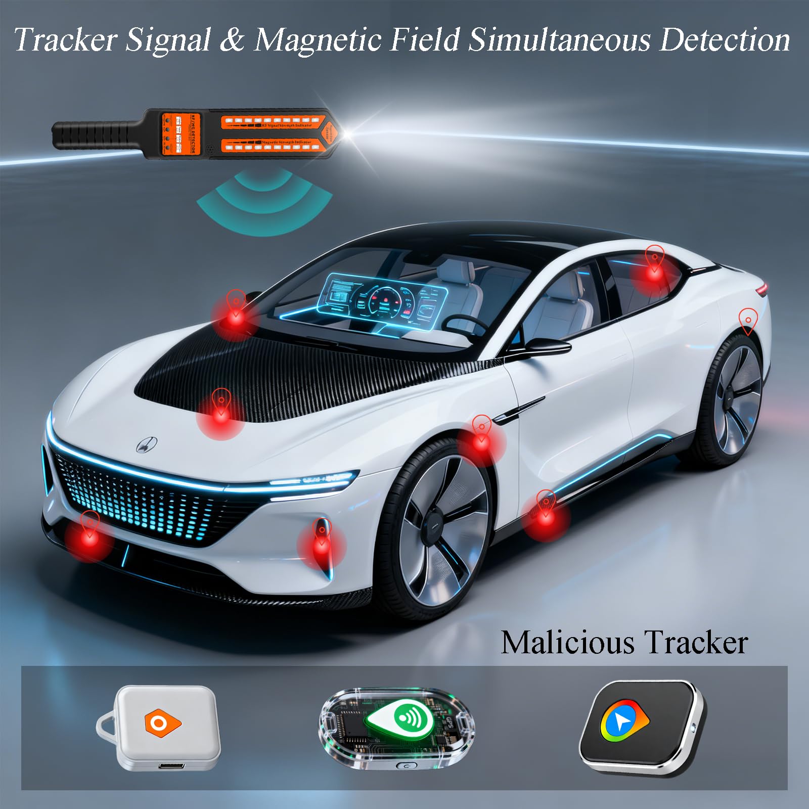 KAXYUYA Hidden Camera Detector & Electronic Bug Detector – Signal Scanner and Tracker Finder, Upgraded Portable Hidden Device Detector for Home, Hotel, Car & Travel Privacy Protection 4