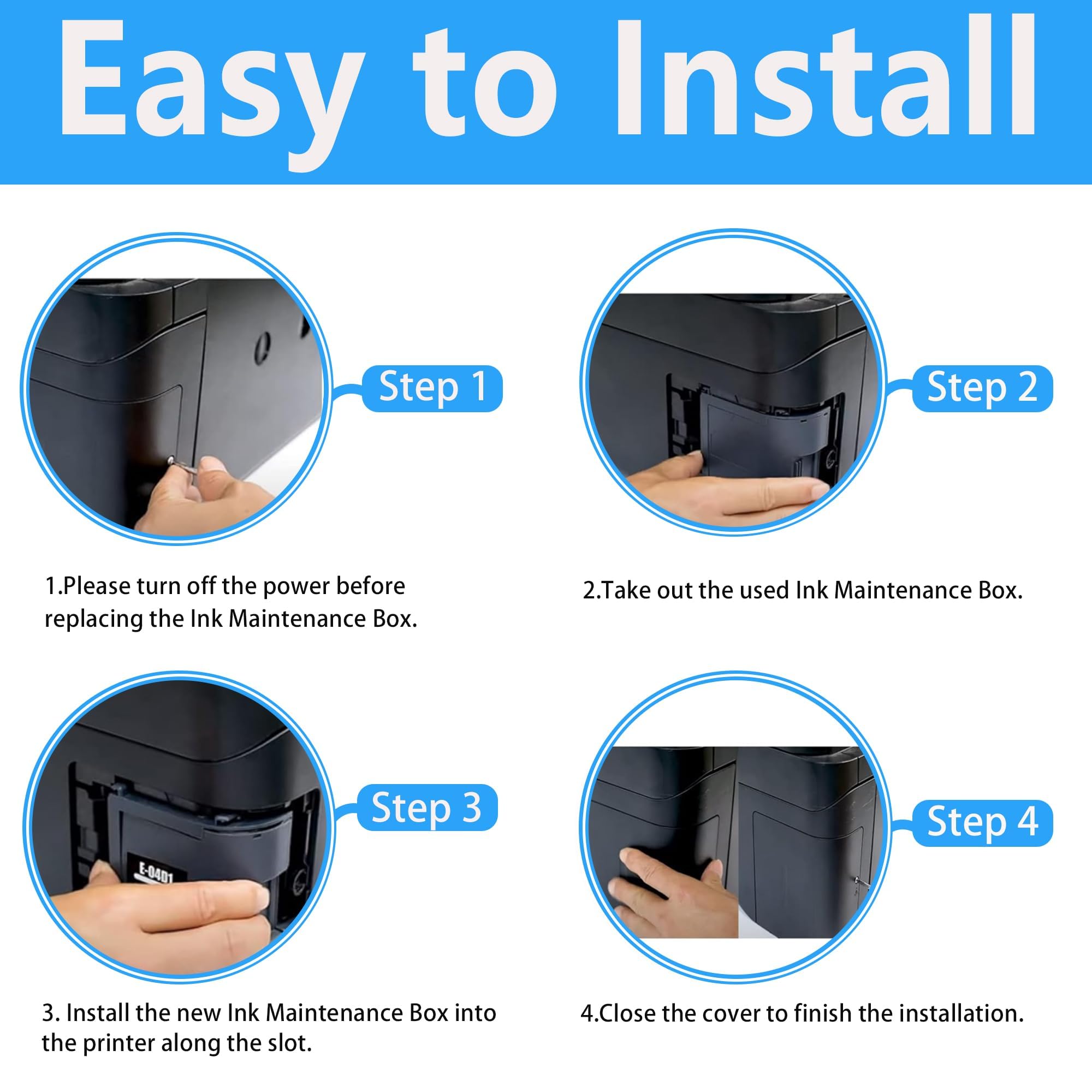 LCL T04D1 T04D100 Ink Maintenance Box Replacement for EcoTank WF-2860 ET-15000 ET-3750 ET-4760 ET-3760 ET-3850 ET-4850 ET-3700 ET-3710 XP-5100 ET-5150 ET-5170 ET-15000 ET-5180 ET-3830 Printers(1-Pack) 6